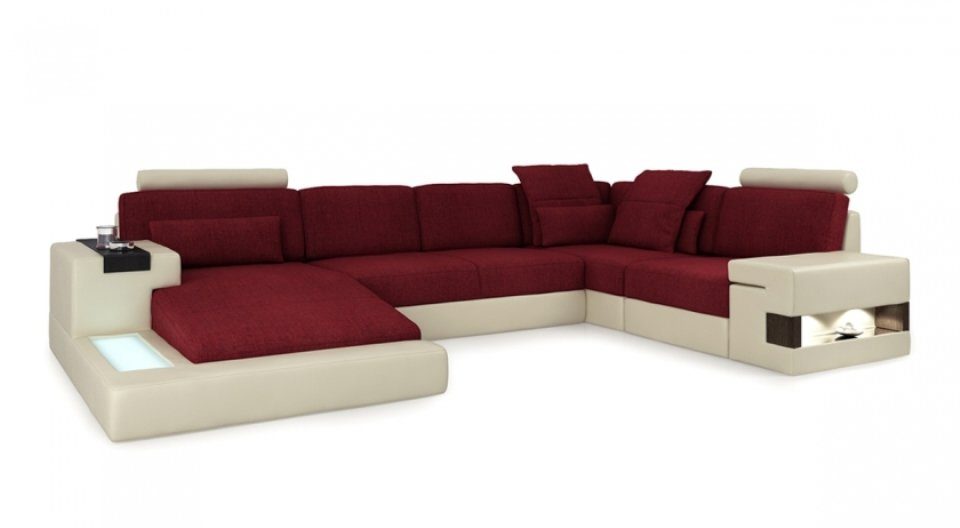Ledersofa Polster Sofa Couch Textil Wohnlandschaft Big JVmoebel Ecksofa, Ecksofa Stoff