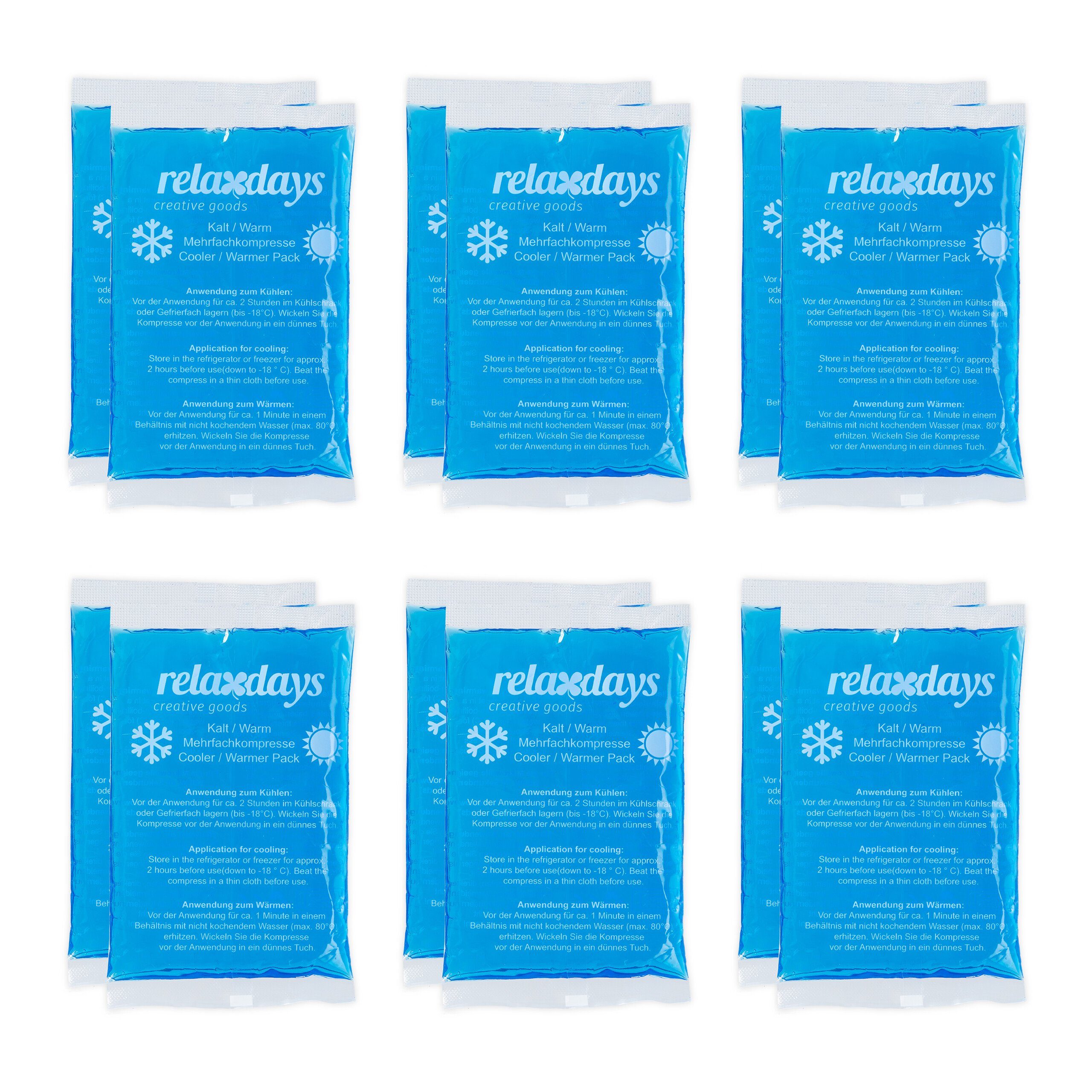 relaxdays Kalt-Warm-Kompresse Rechteckige Kühlpads im 12er Set