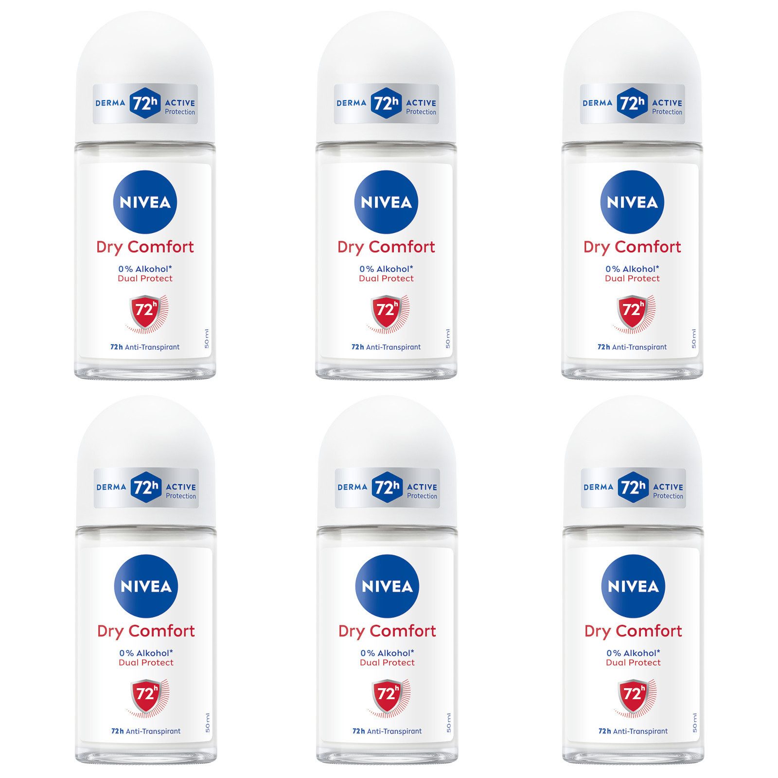 Deo-Roller Deodorant Dry Comfort Deo Roll-On, 6 x 50ml