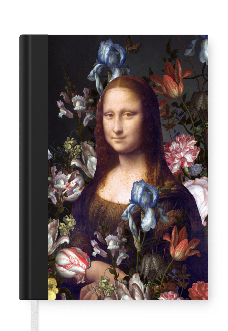MuchoWow Notizbuch Mona Lisa - Leonardo da Vinci - Blumen, Journal, Merkzettel, Tagebuch, Notizheft, A5, 98 Seiten, Haushaltsbuch