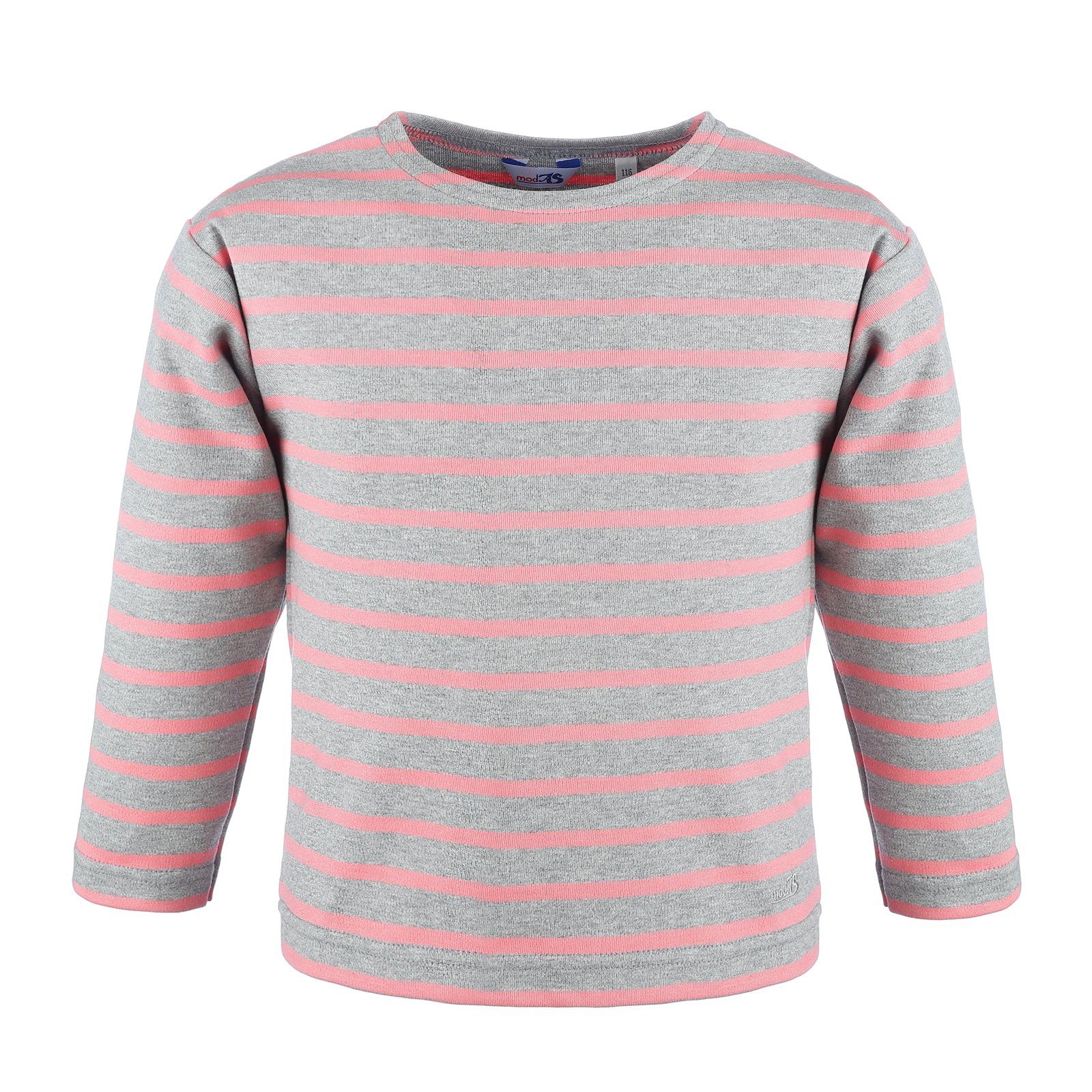 für mit koralle modAS Streifen Shirt Kinder Jungen (59) Longsleeve / grau-melange Bretonisches Langarmshirt Mädchen