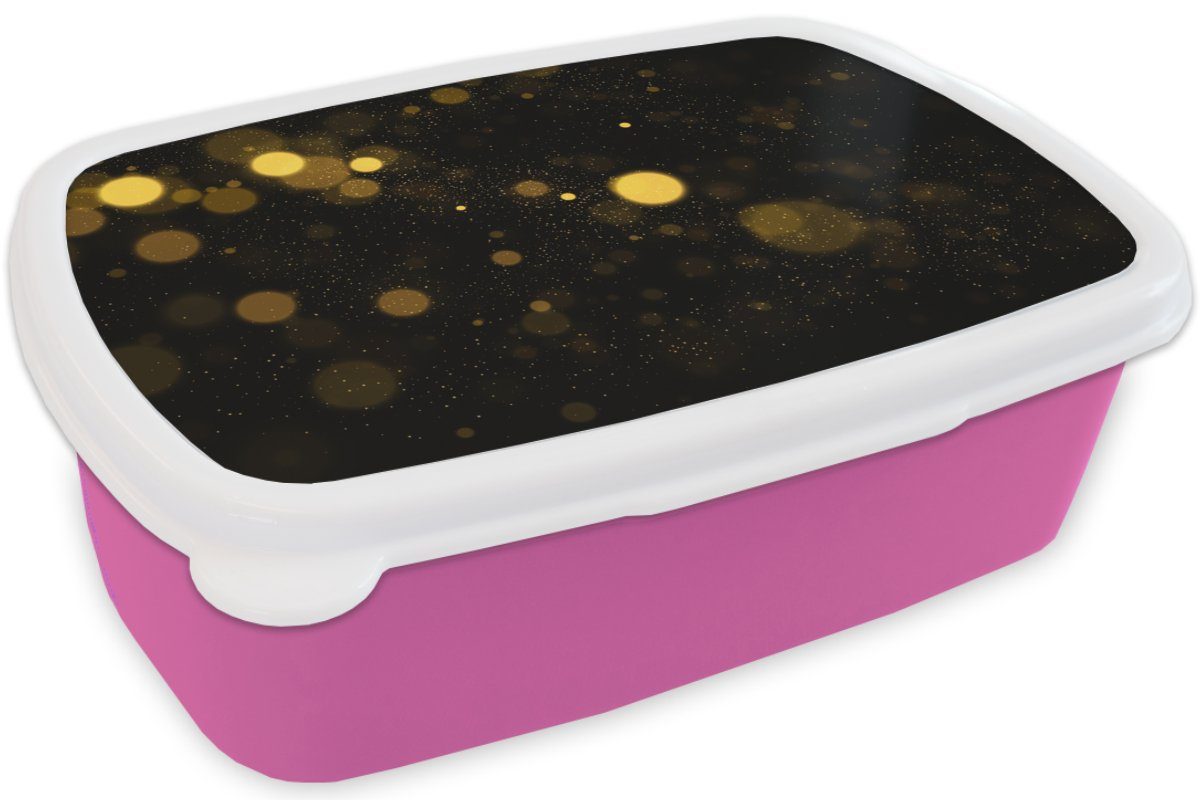 Gold (2-tlg), Kinder, rosa Kunststoff Abstrakt Mädchen, Lunchbox Snackbox, - Erwachsene, MuchoWow - Brotbox Schwarz, - Kunststoff, Brotdose Luxus für