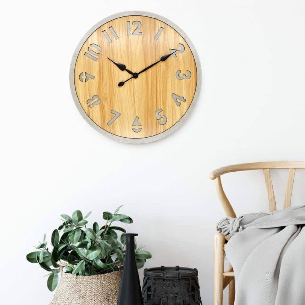Wanduhr MDF K&L (lautloses Holz Vintage Große Wall langlebige XXL ohne Betonoptik Art Wanduhr Ticken) Uhr Uhrwerk