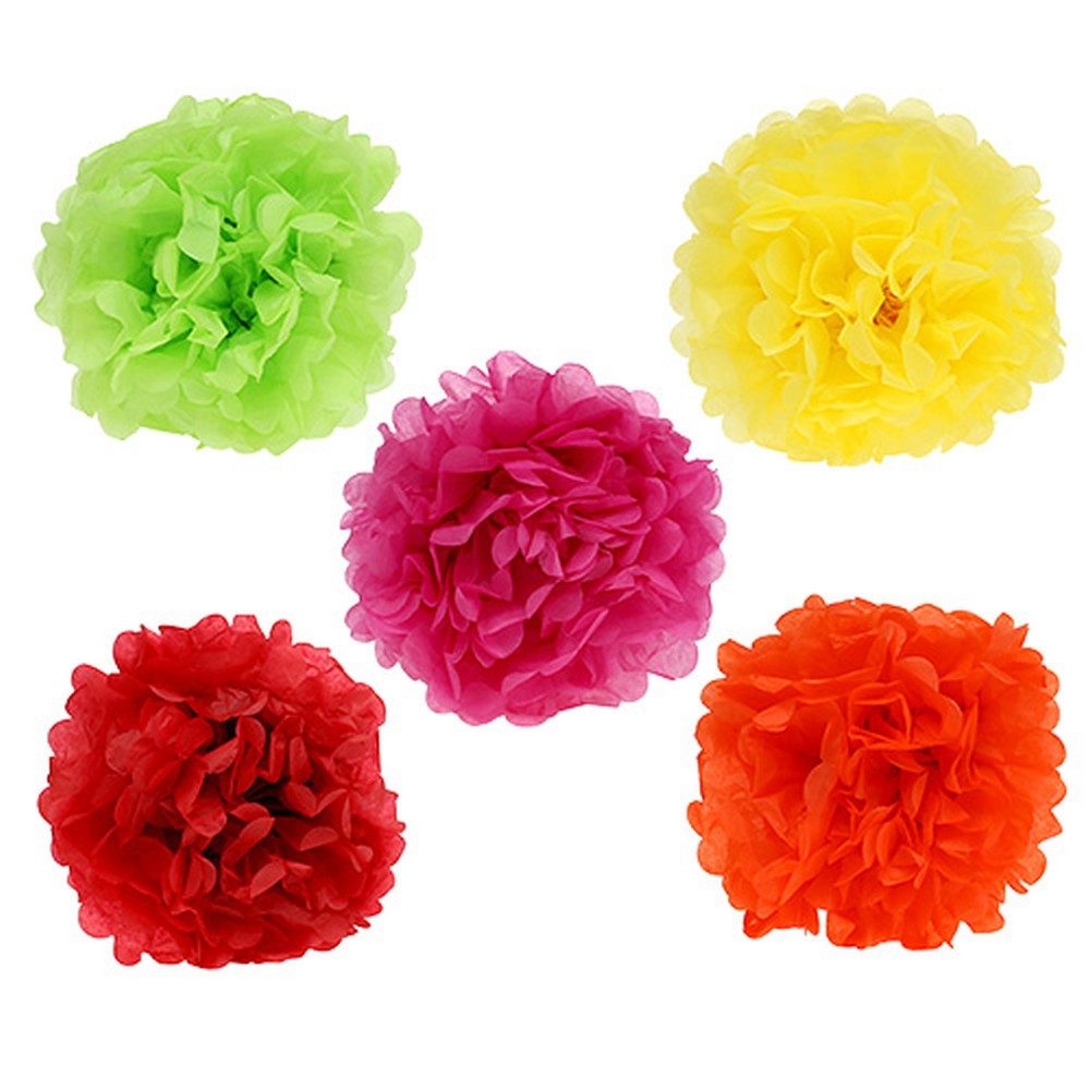 Florists Products Dekofigur Pompom Papier Deko Ø30cm 5er Set Party Hochzeit Geburtstag, 5 Stück