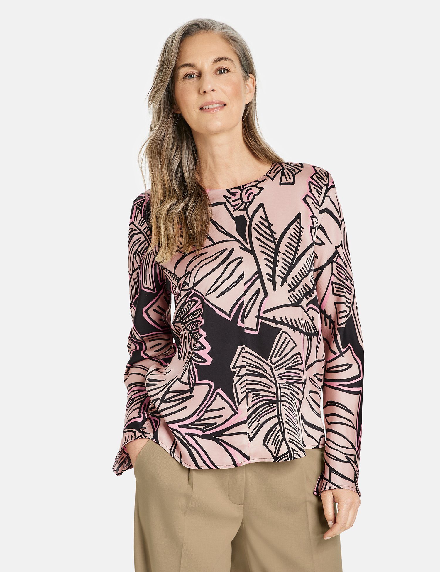 GERRY WEBER Langarmbluse Эко-товарe Bluse mit tropischem Print