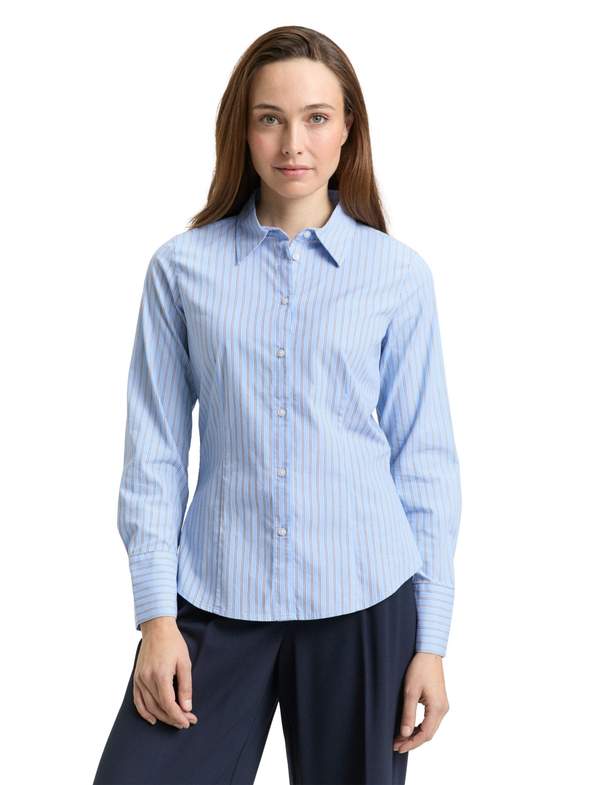 TOM TAILOR Blusentop Slim-Fit Popeline Hemdbluse - Slim Fit