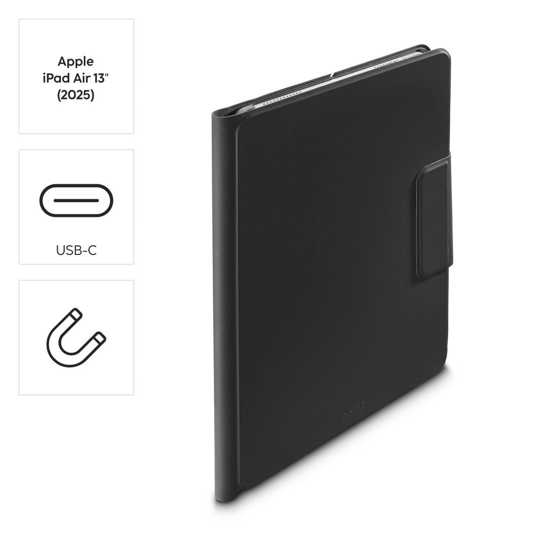 Hama Tablet-Hülle Tablet-Hülle f. iPad Air 13“, herausnehmbare BT-Tastatur, Touchpad, Bluetooth-Tastatur, Touchpad, Standfunktion, abnehmbare Tastatur