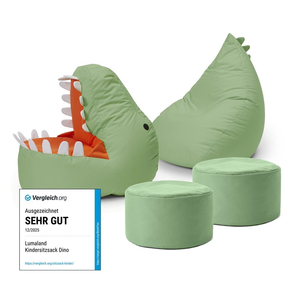 Lumaland Sitzsack Kinder Dino Kissen 90x90x70 cm (4 St), Kuschelsitzkissen, günstig online kaufen