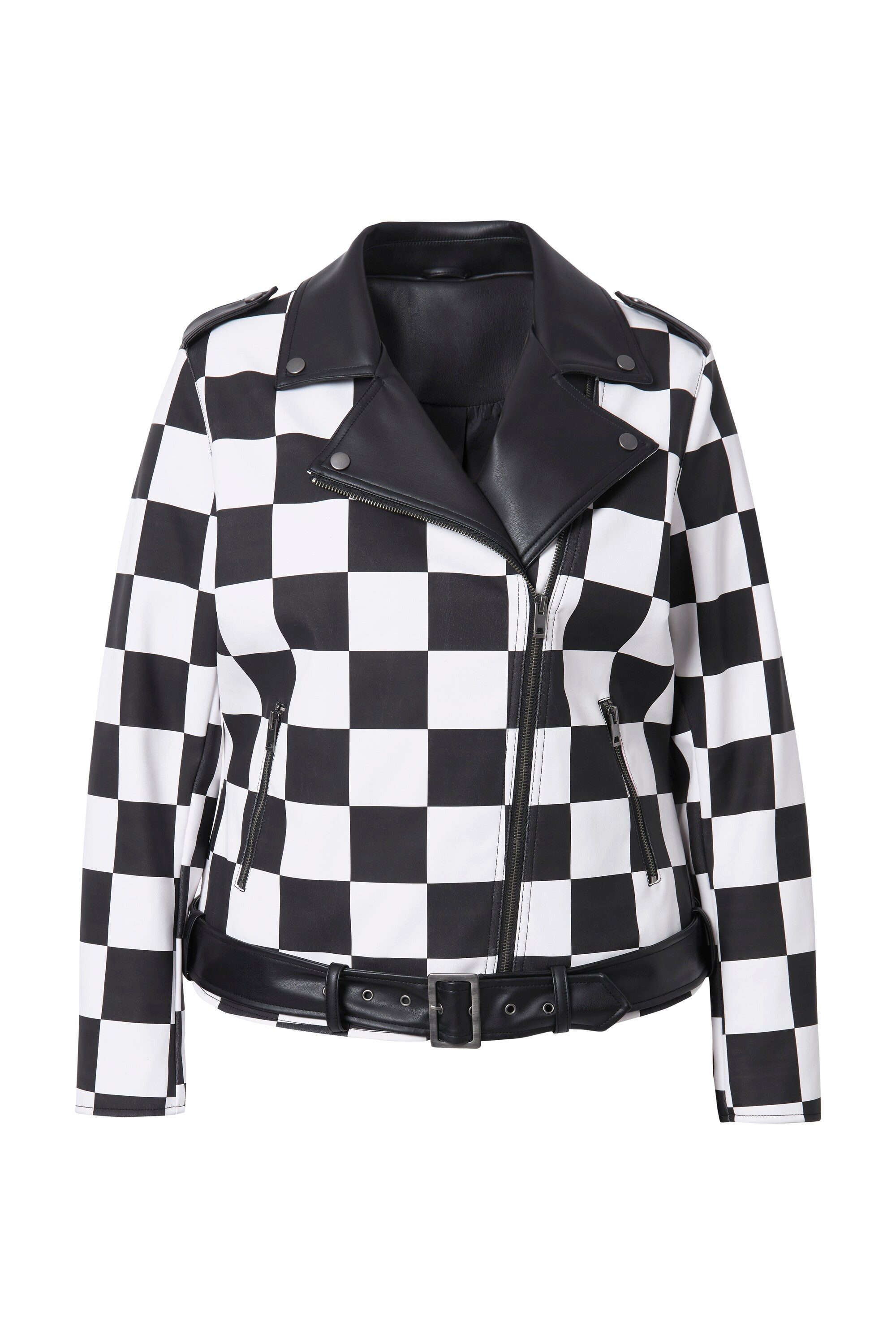 Angel of Style Lederjacke Lederoptik-Jacke Bikerjacke Schachbrett-Karo günstig online kaufen