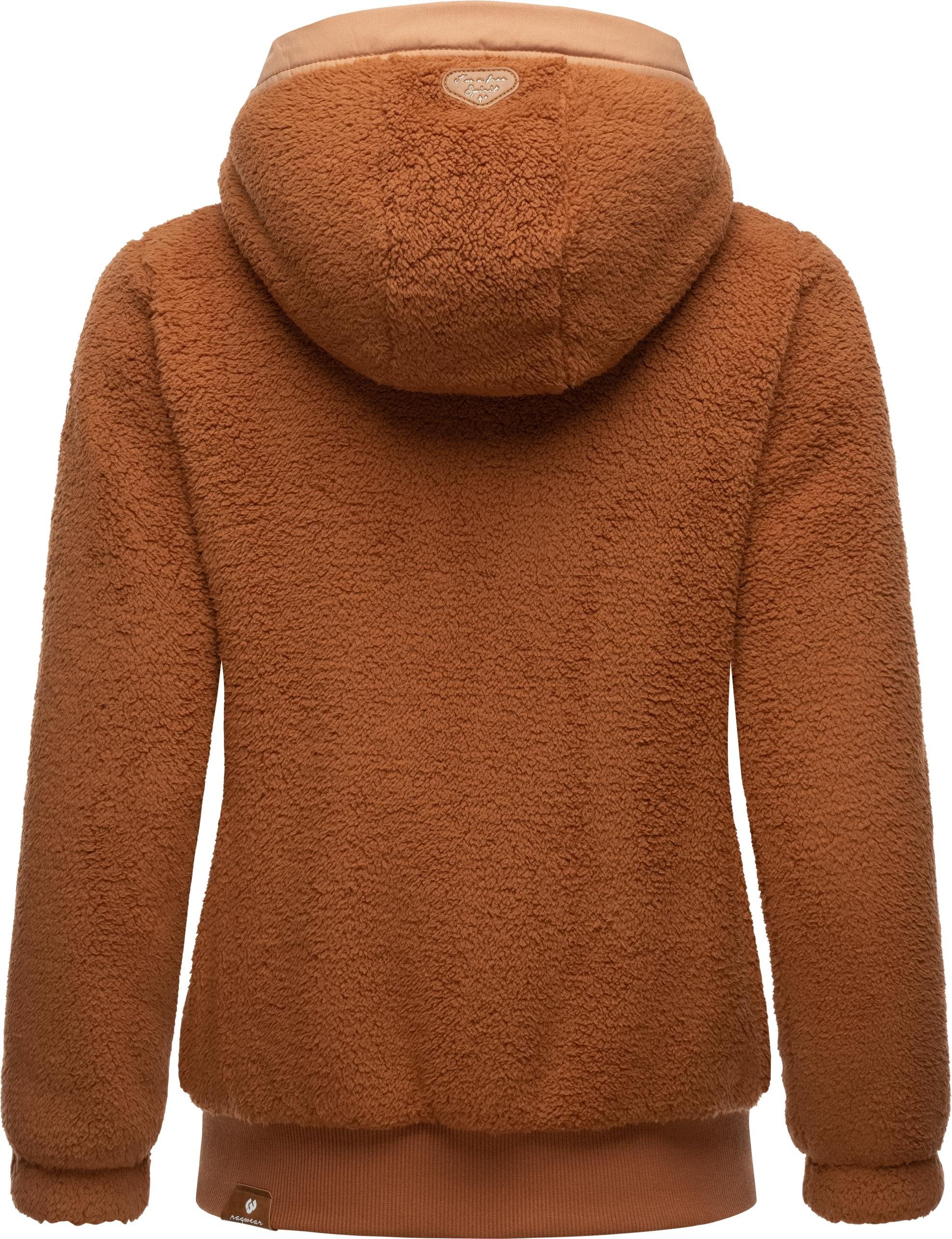 Ragwear Outdoorjacke Cousy Short flauschige Übergangsjacke mit Teddyfell und Kapuze