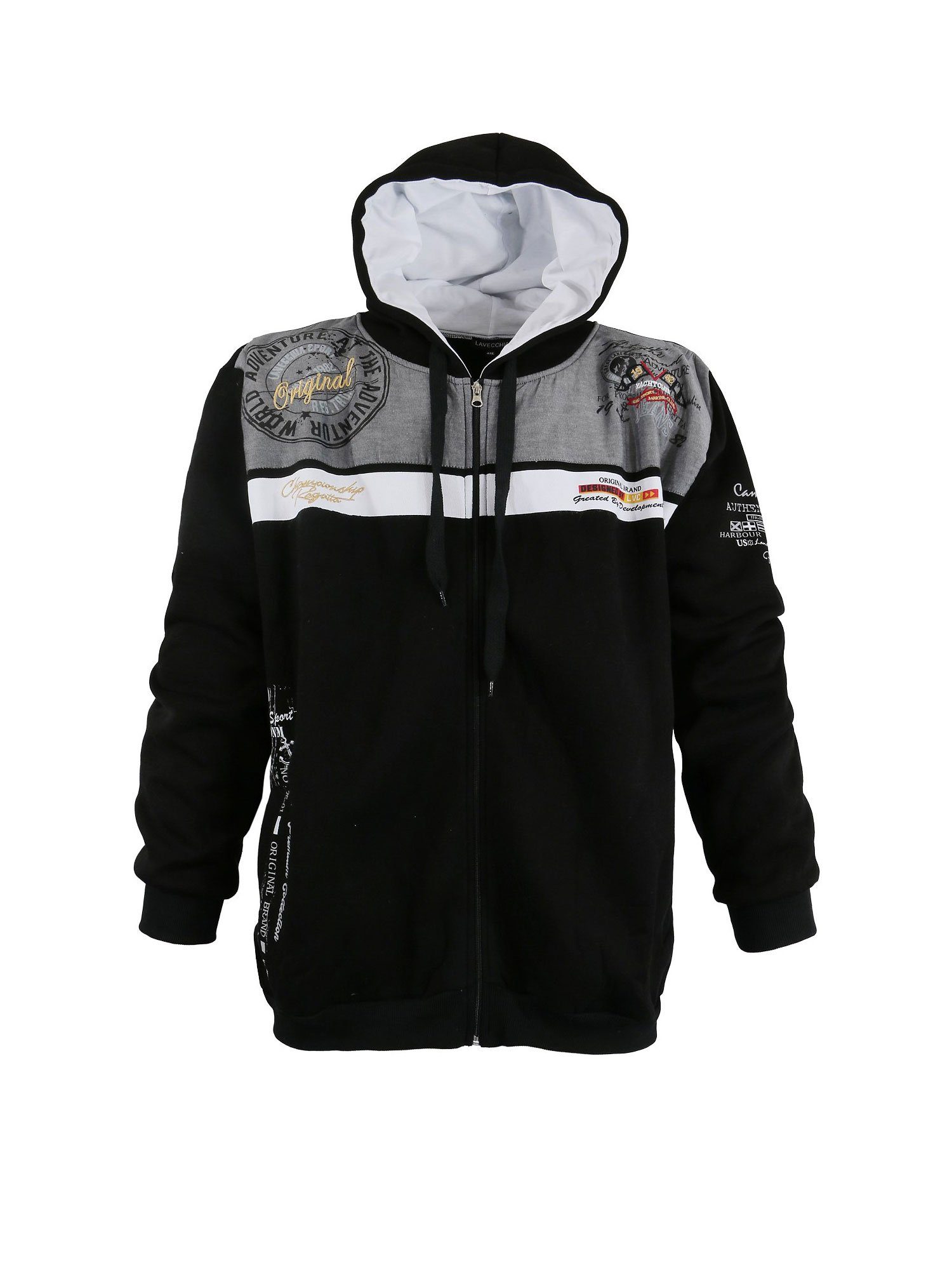 Lavecchia Sweatjacke Übergrößen Herren Sweat schwarz LV-2022 Kapuzensweatjacke Jacke