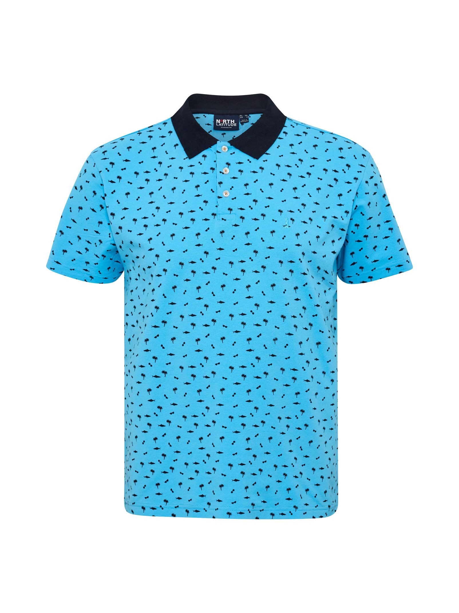 Poloshirt Printed Pique Poloshirt in großen Größen von North, türkis