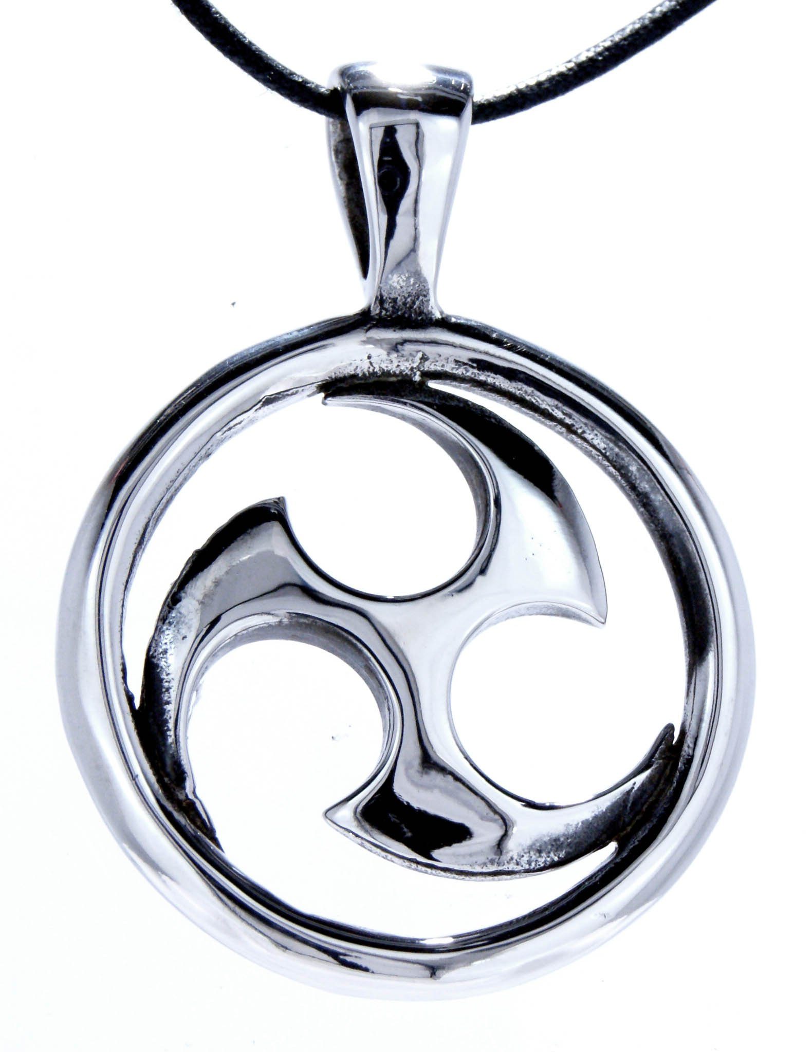 Spirale Kettenanhänger aus of Leather Edelstahl 3er Triskele Ring Kiss