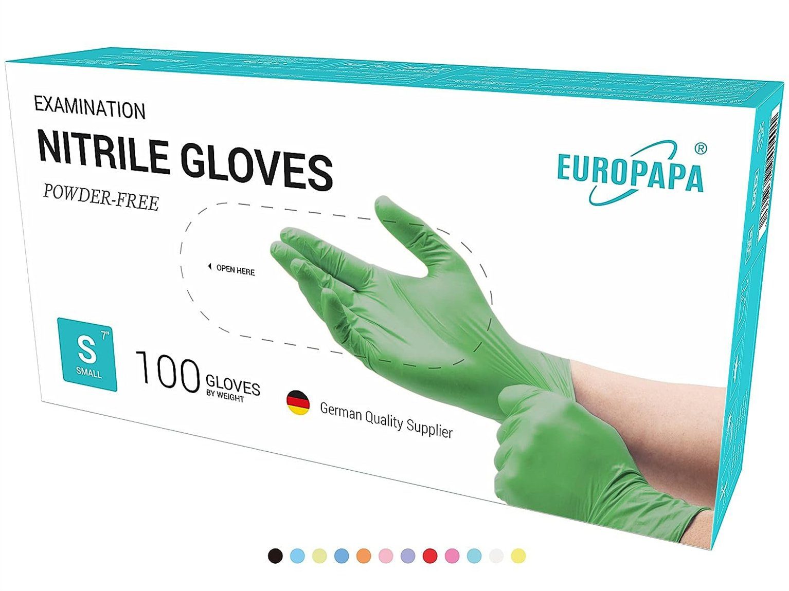 EUROPAPA Nitril-Handschuhe 500x Nitrilhandschuhe Einweghandschuhe (latexfrei, puderfrei) puderfrei, latexfrei