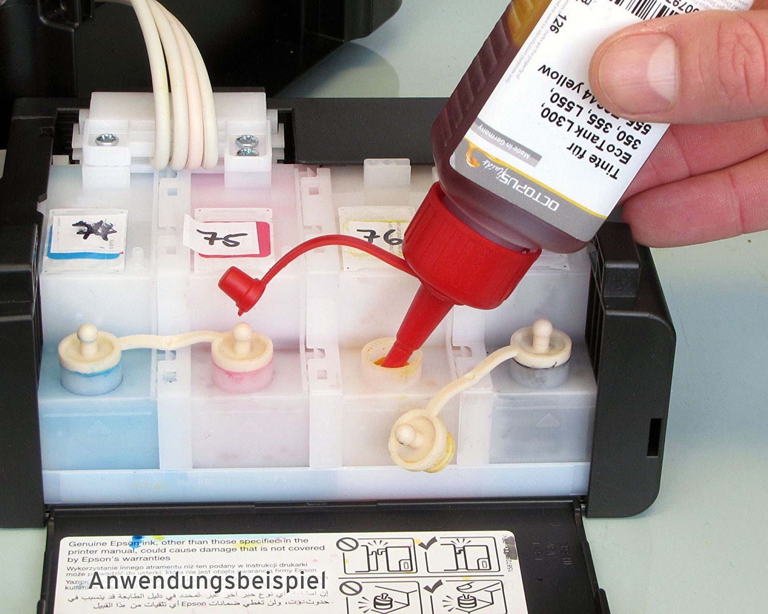 OCTOPUS Fluids Tinte, Ink f. Epson EcoTank L300, L355, L555 Drucker, T6641 schwarz Nachfülltinte (Set, 1x 1000 ml)