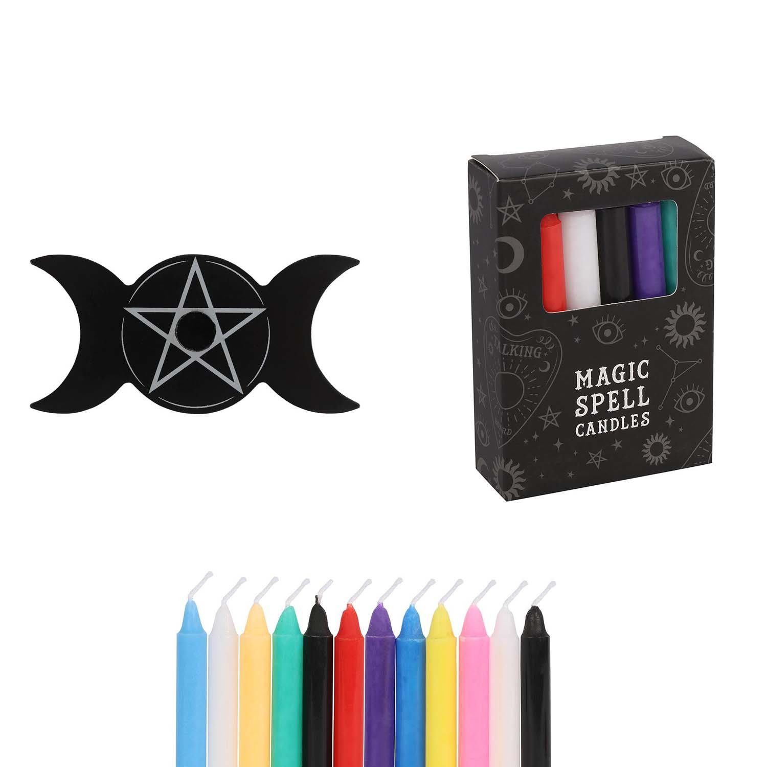 MystiCalls Kerzenhalter Spell Candle Halter Triple Moon - Wunschkerze, Black Magic, Witchcraft, Hexe… Mixed