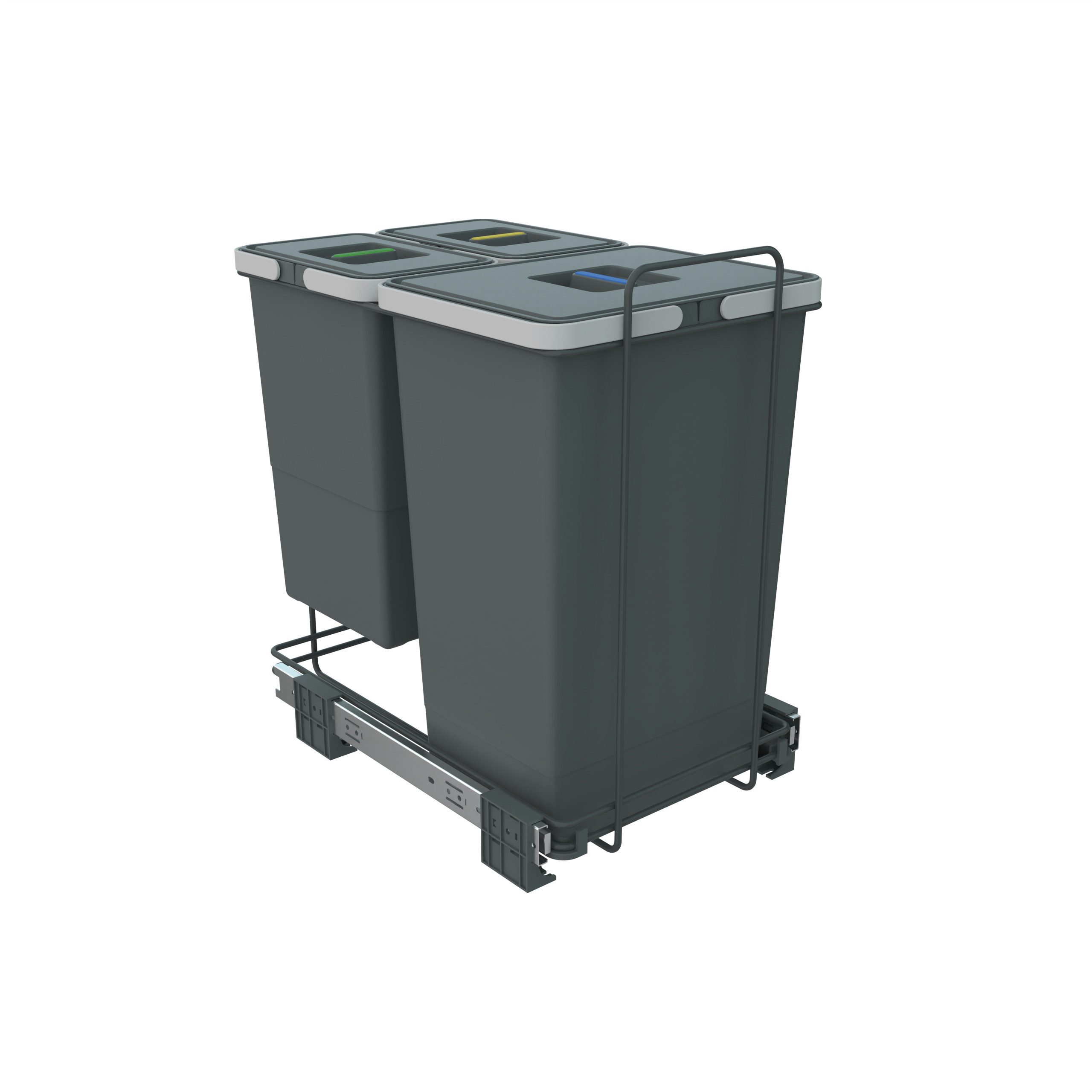 SO-TECH® Mülleimer Abfallsammler Ecofil 24+8+8L mit Deckel, Abfallsystem für Korpusbreite ab 40 cm