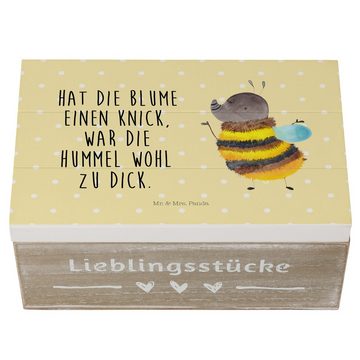 Mr. & Mrs. Panda Dekokiste Hummel flauschig - Gelb Pastell - Geschenk, Holzkiste, Schatzkiste, B (1 St)