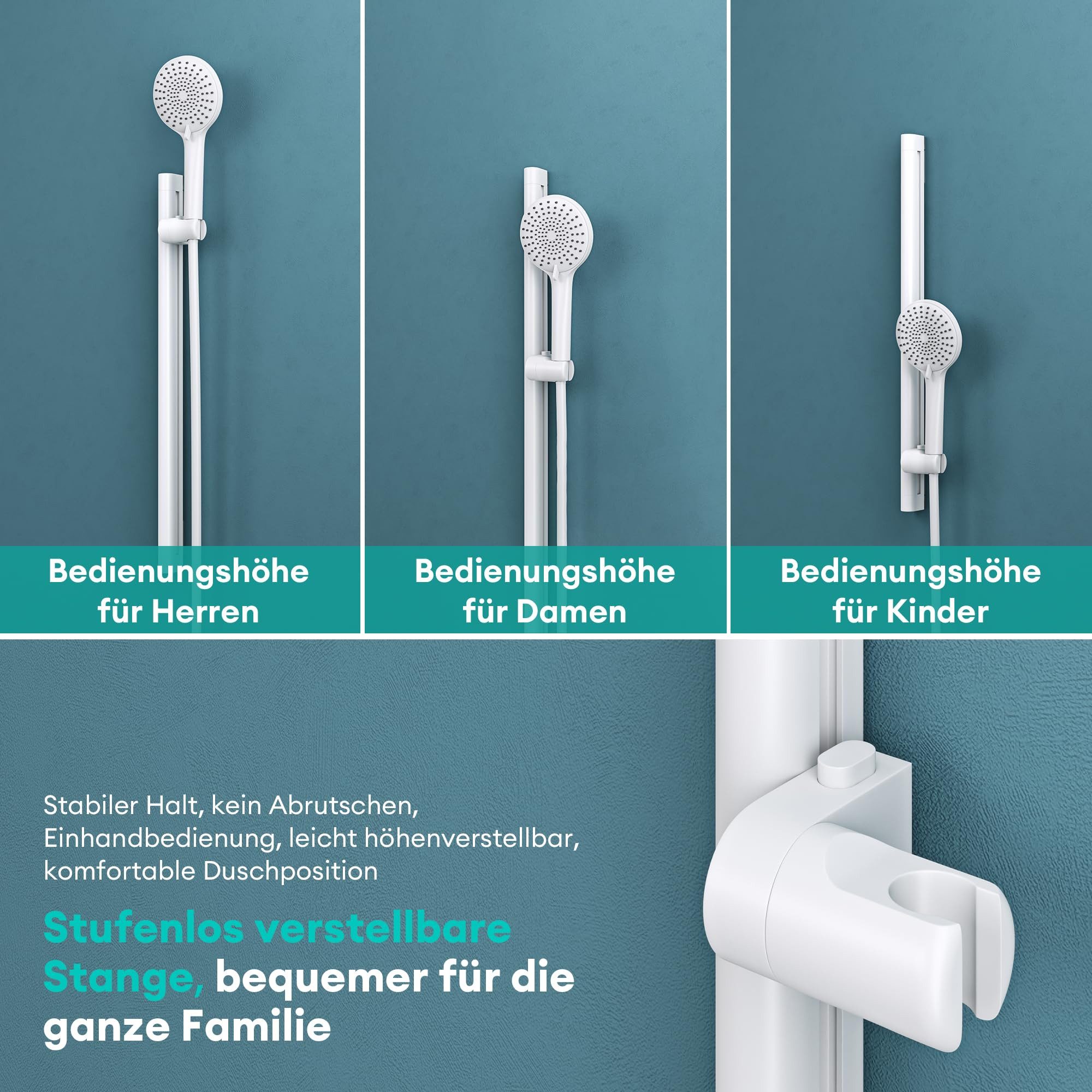 Mai & Mai Duscharmatur Duschsystem mit Thermostat Komplettset 3 Strahlarten Duschsystem9 Badewannen geeignet – Bild 4 von 5