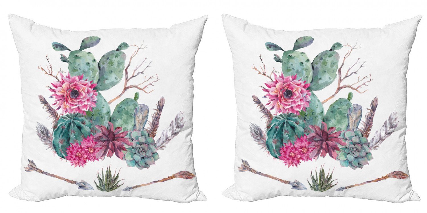 Exotische Doppelseitiger Kissenbezüge (2 Accent Stück), Modern Digitaldruck, Blumenstrauß-Weinlese Abakuhaus Kaktus