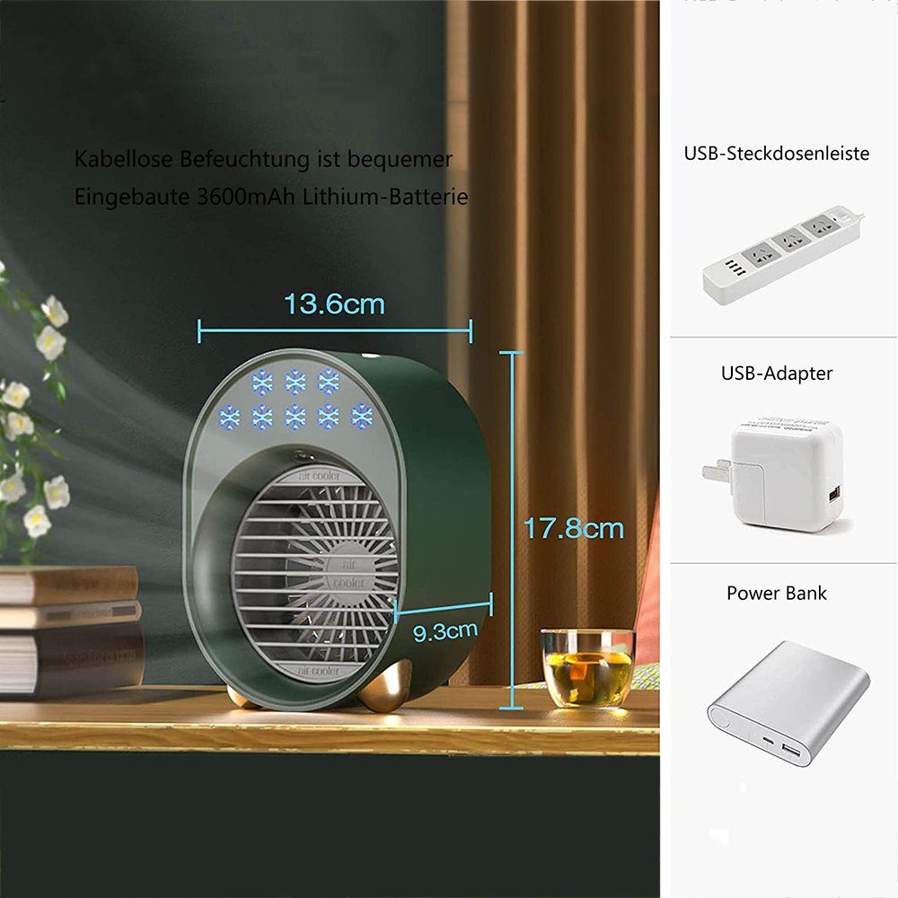 mit Tischturmventilator Klimaanlage Mini Ventilator, Verdunstungskühlung, GelldG Luftkühler weiß
