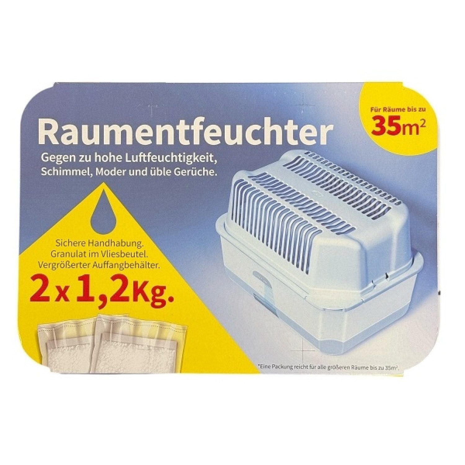 WENKO Granulat-Luftentfeuchter Luftentfeuchter Raumentfeuchter SET 2 x 1,2kg Nachfüll-Beutel Granula