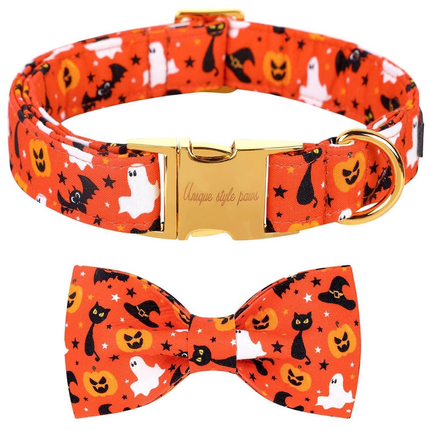 LuxusKollektion Hundefliege Hundehalsband Halloween Schleife verstellbar S, Textil
