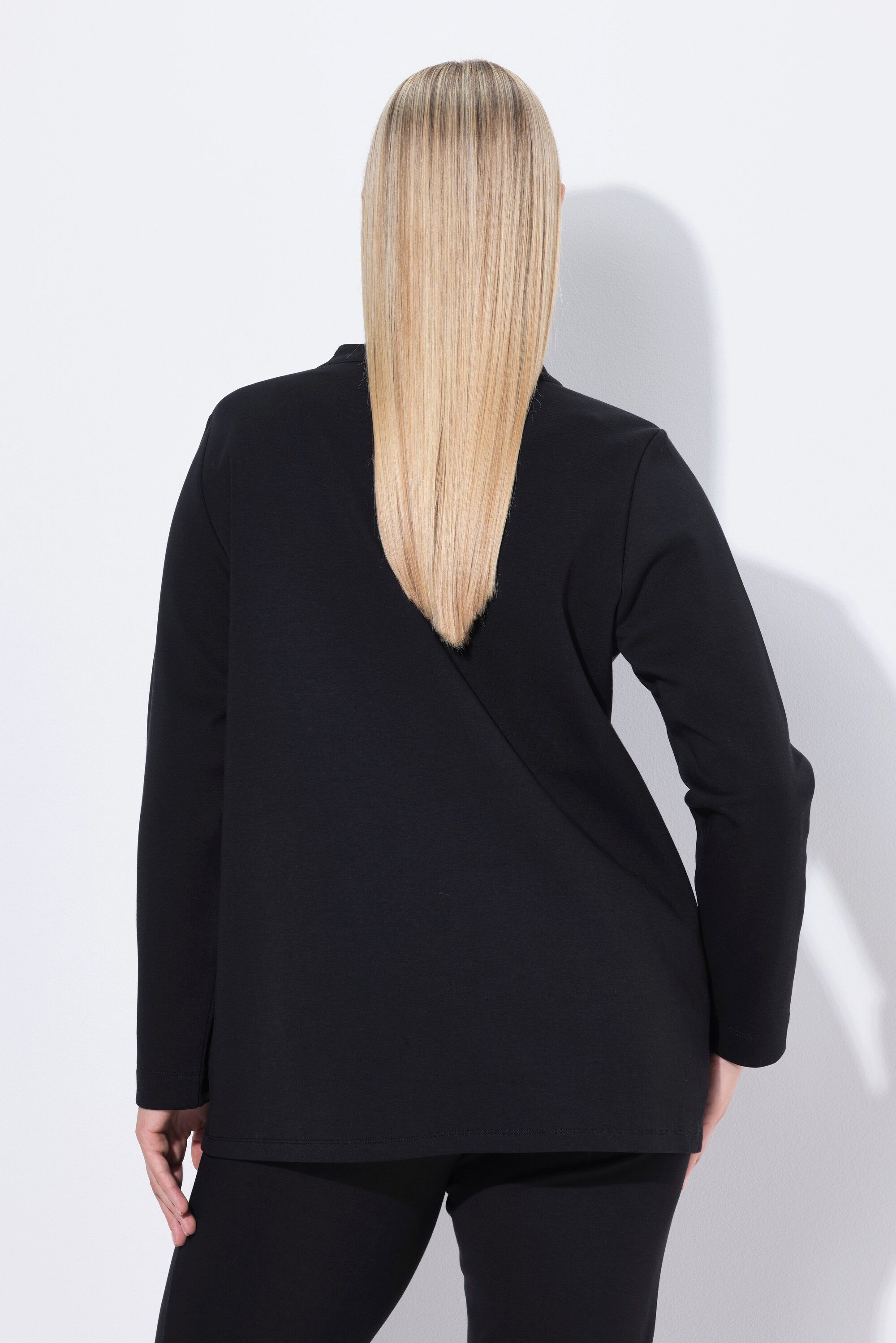 Ulla Popken Sweatjacke Sweatjacke Ziersteine Rundhals Hakenverschluss