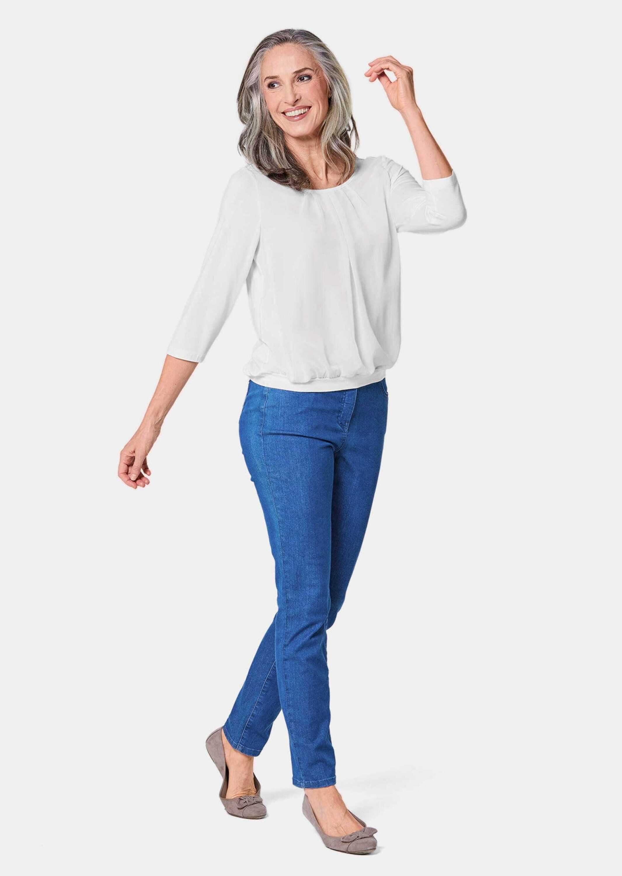 GOLDNER Shirtbluse Chiffon-Shirt mit 3/4-Arm, Rundhals Damen Sommerbluse, H günstig online kaufen