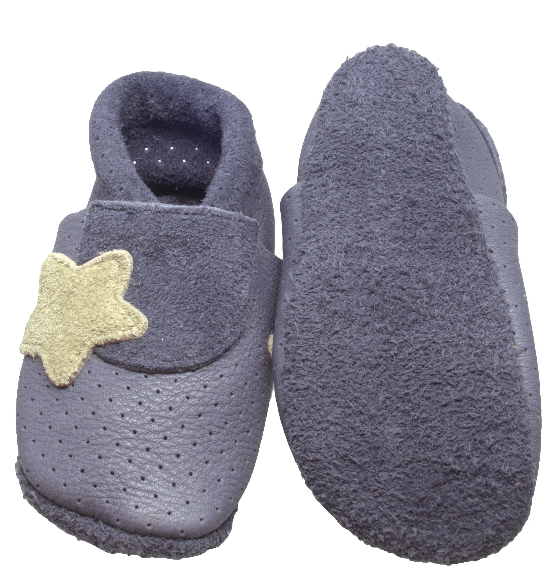 Pantolinos Krabbelschuhe Pantolinos Sommer Flair Hausschuhe Ökoleder Grau Krabbelschuh