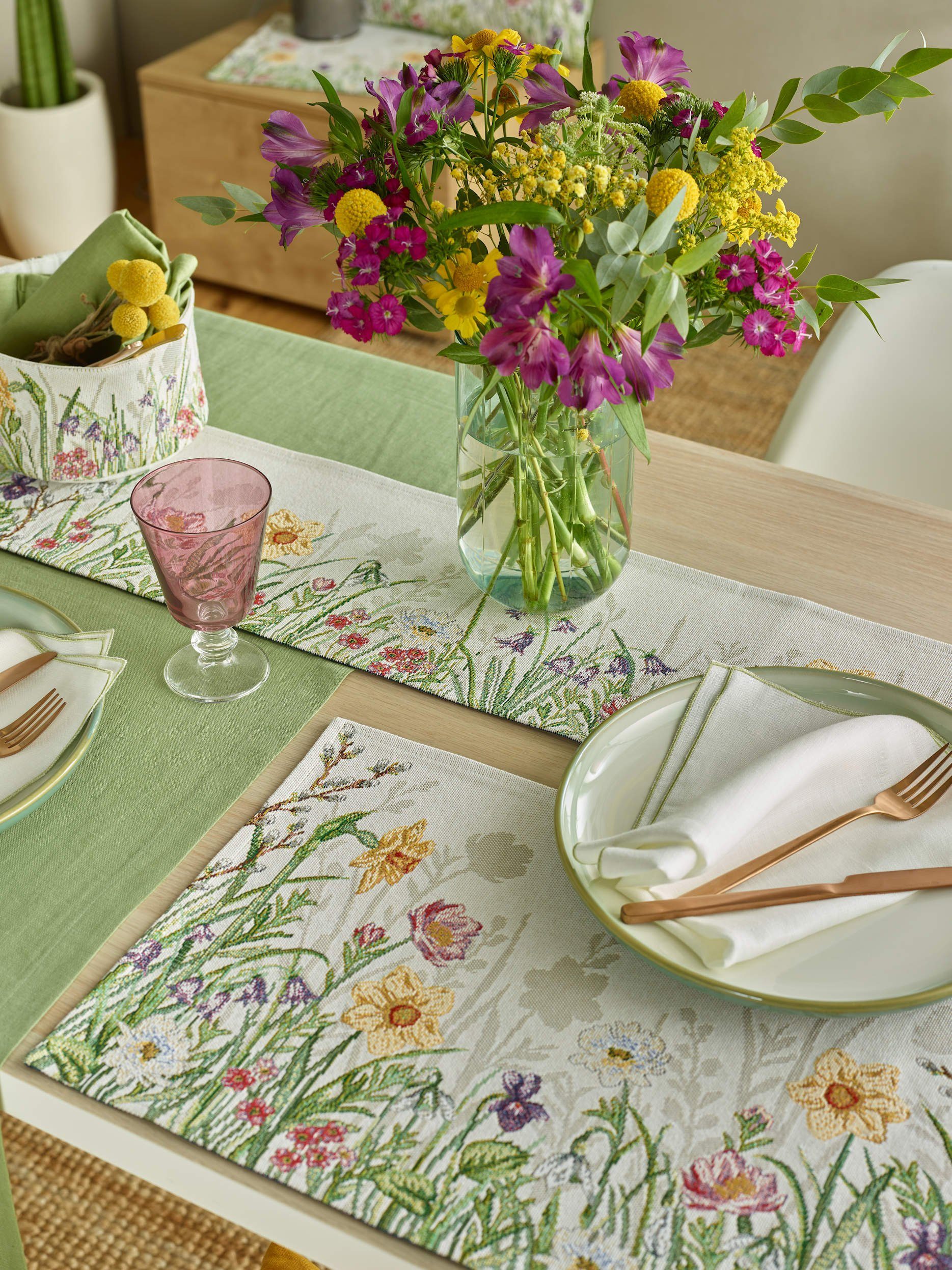 Platzset, 2x Tischset Platzset Gobelin Meadow 32 x 48 cm Wiesenblumen, sander table + home