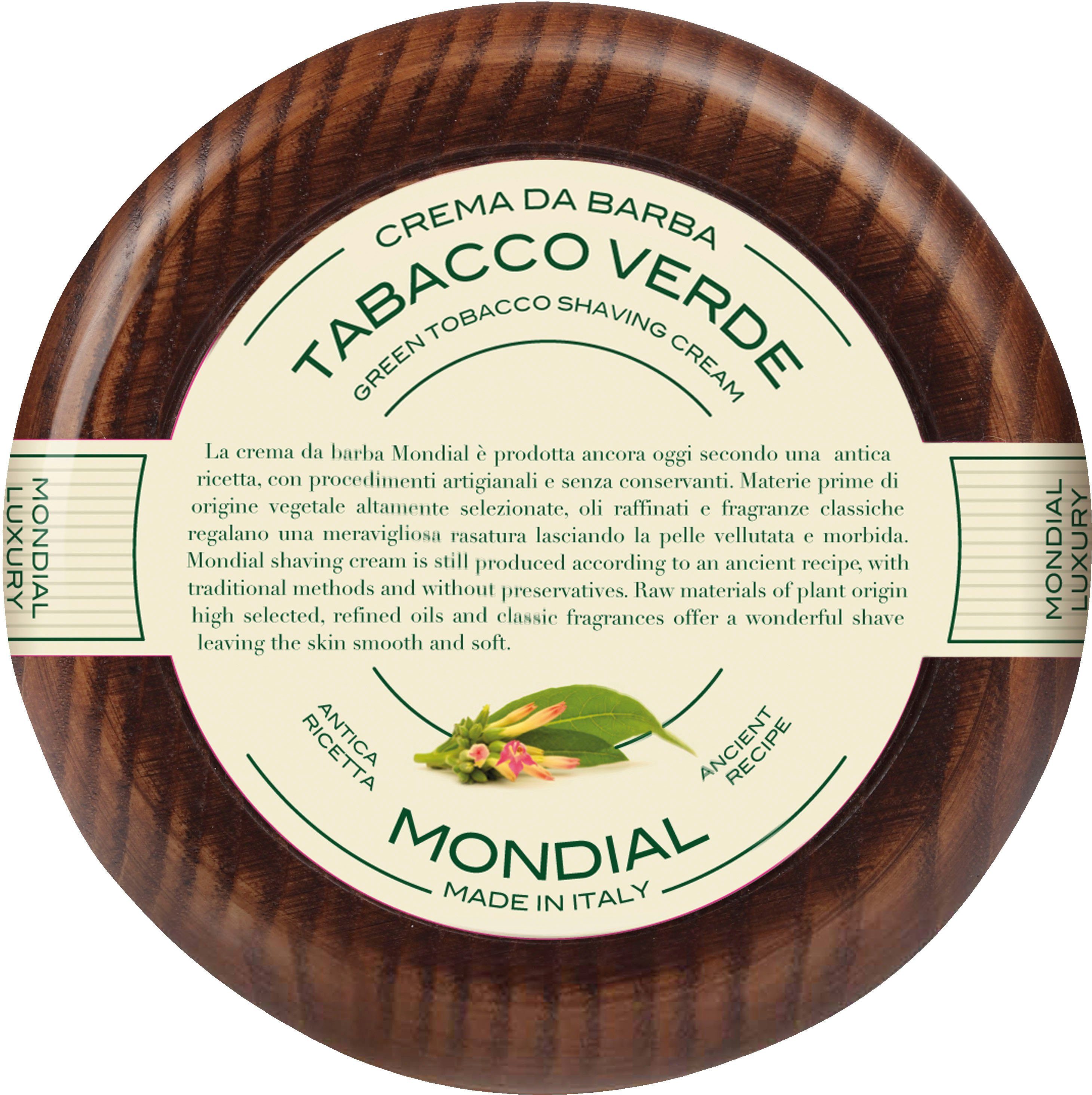 Mondial Wooden Rasiercreme Verde Cream Shaving Bowl Antica Luxury Barberia Tabacco