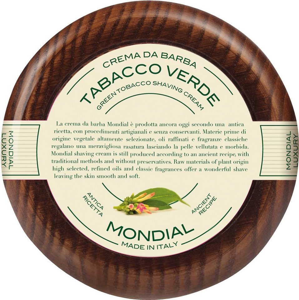 Mondial Antica Barberia Rasiercreme Luxury Shaving Cream Wooden Bowl  Tabacco Verde
