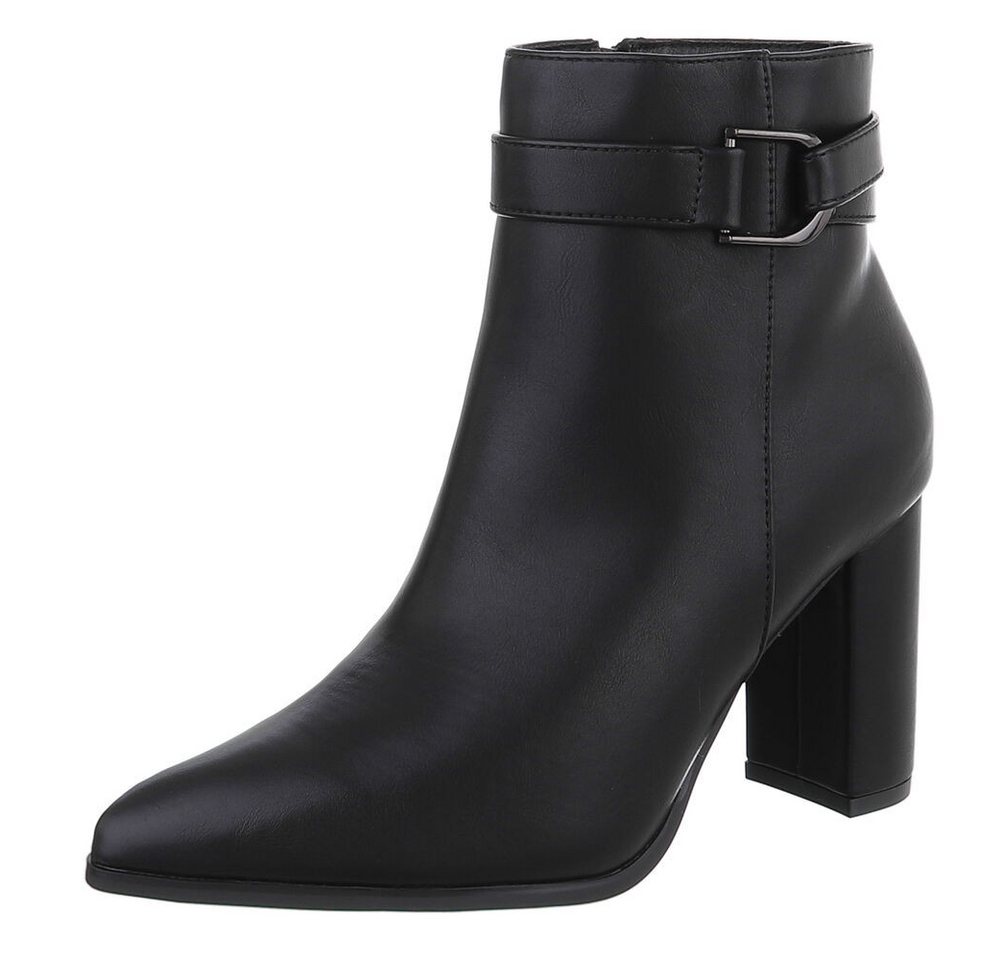Ital-Design Damen Stiefelette mit Blockabsatz und Schnalle High-Heel-Stiefelette (92299747) Blockabsatz Stiefeletten in Schwarz