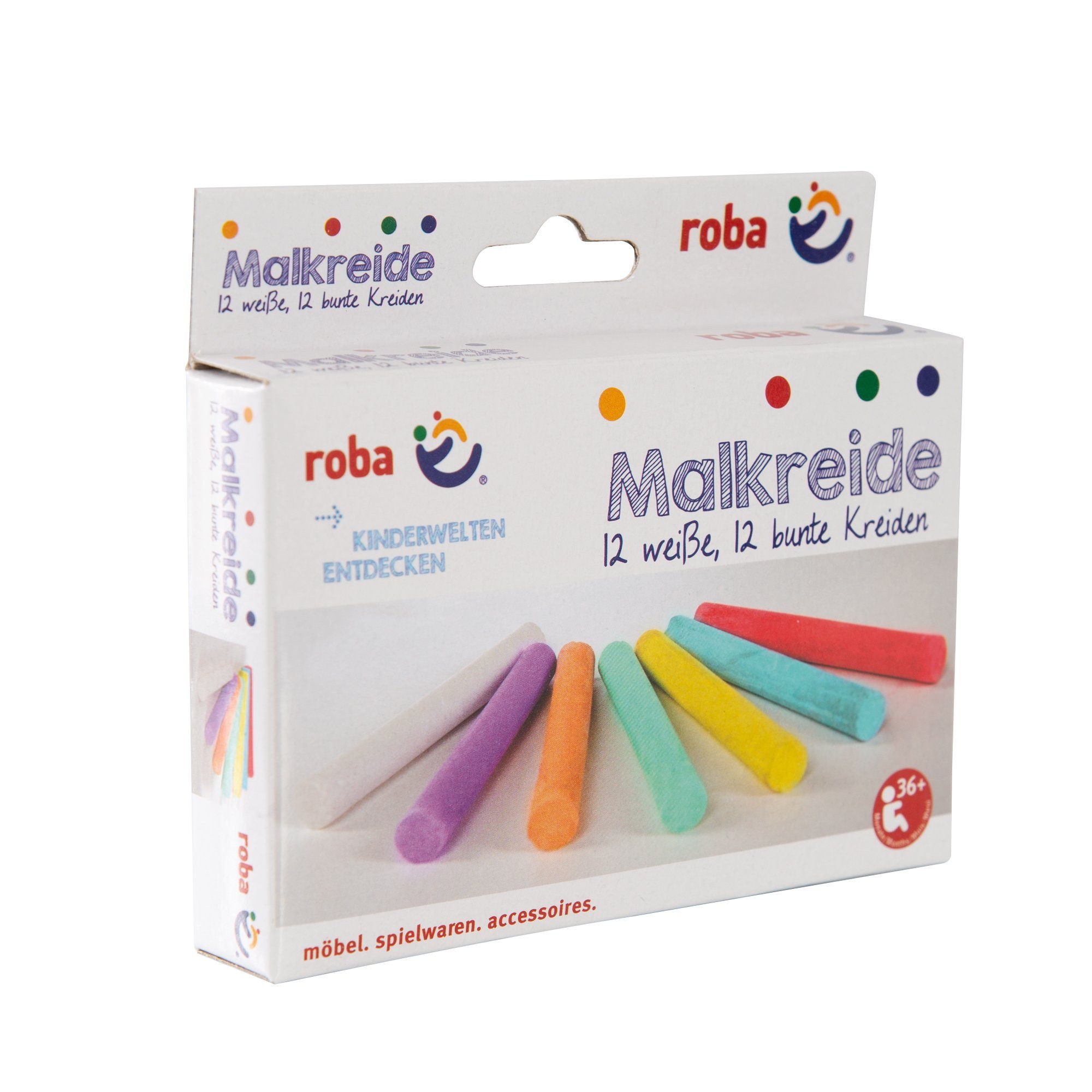 roba® Malkreide 12x weiß, 12x bunt, (24-tlg), für Tafel & Asphalt