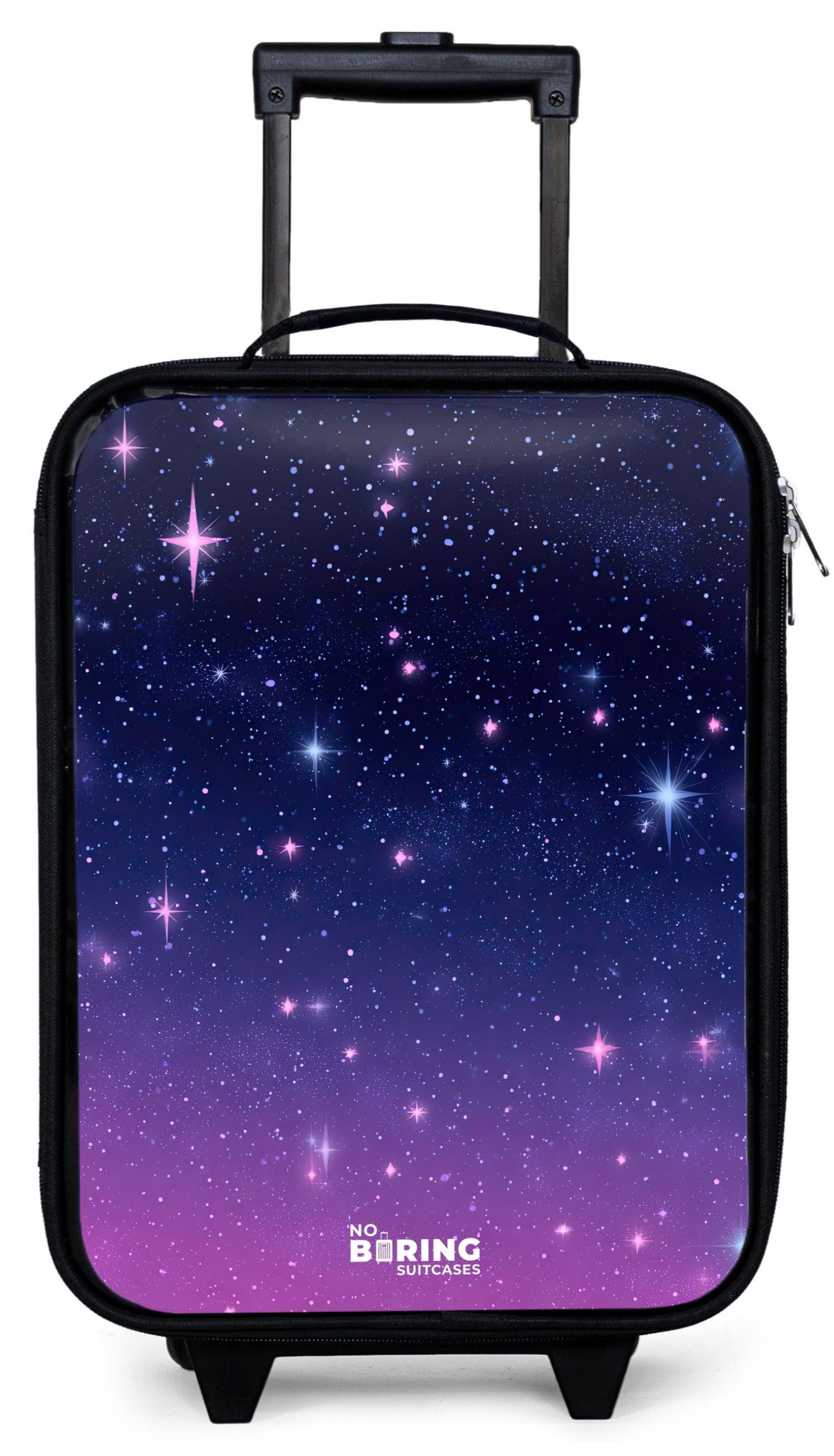 NoBoringSuitcases.com© Kinderkoffer mit leuchtende Räder - Sterne - Galaxie - Blau - Rosa, 2 Rollen, Kinder Koffer Klein, Trolley Handgepäck, Reisekoffer