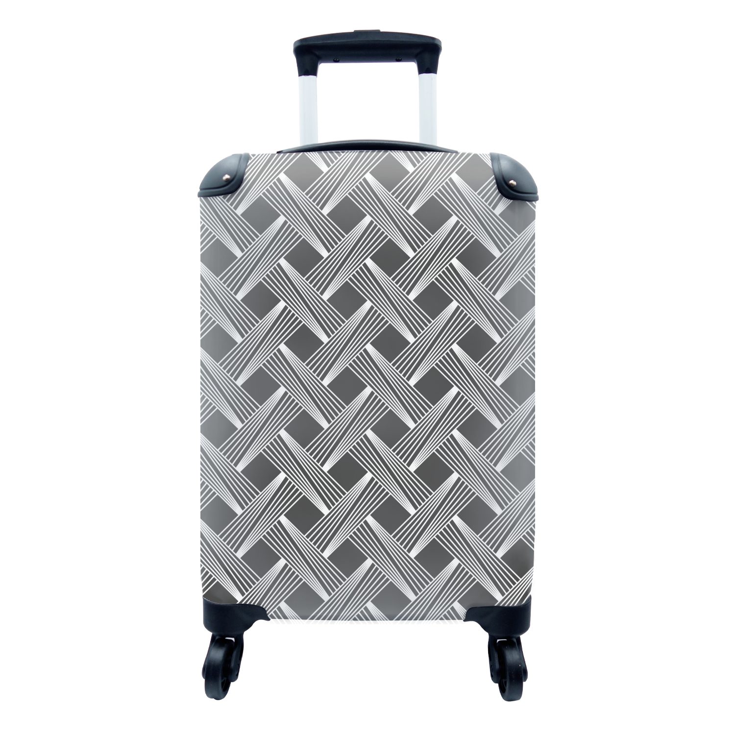 MuchoWow Handgepäckkoffer Muster - Grau - Geometrisch, 4 Rollen, Reisetasche mit rollen, Handgepäck für Ferien, Trolley, Reisekoffer