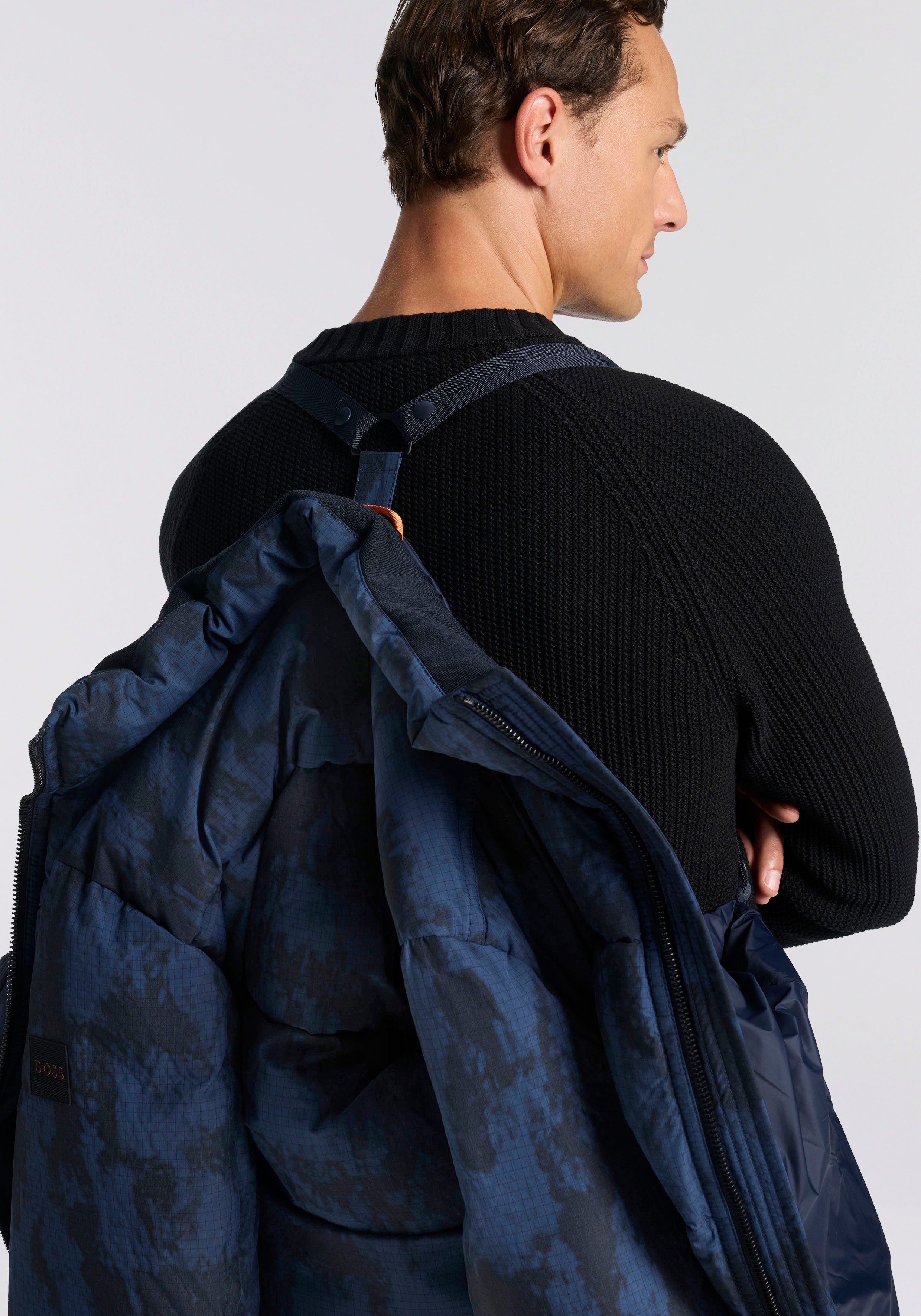 BOSS ORANGE Steppjacke Oshin Stehkragen, Rippbündchen