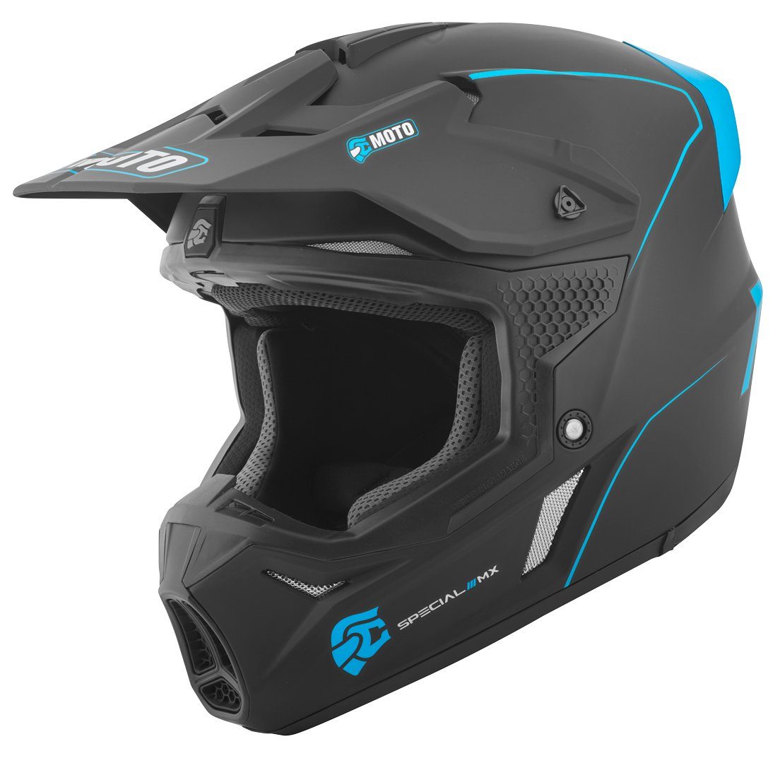FC-Moto Motocrosshelm Merkur Straight Motocross Helm, Ratschenverschluss