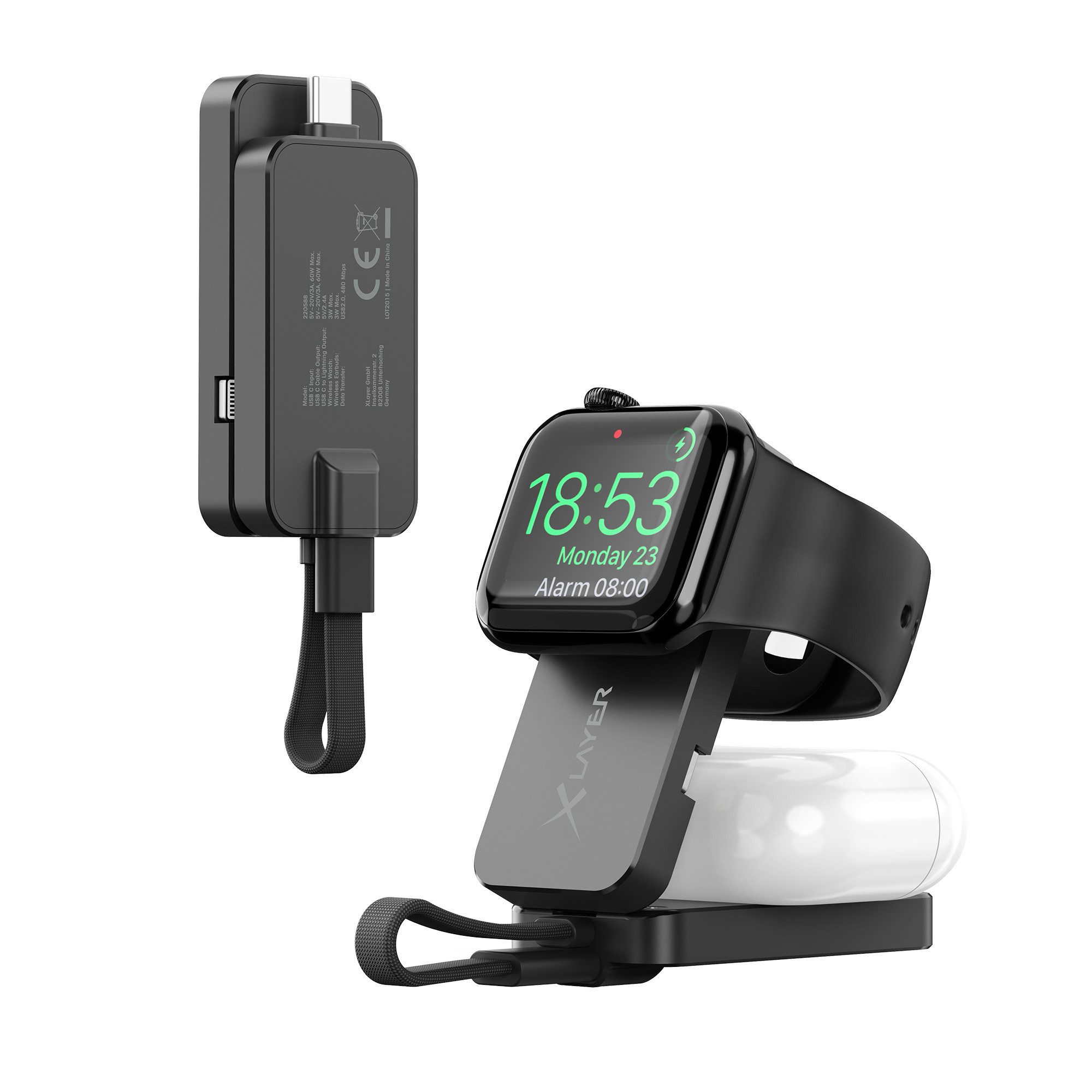 XLAYER 3 in 1 Power Stick Ladestation USB C für Smartphone Smartwatch Wireless Charger