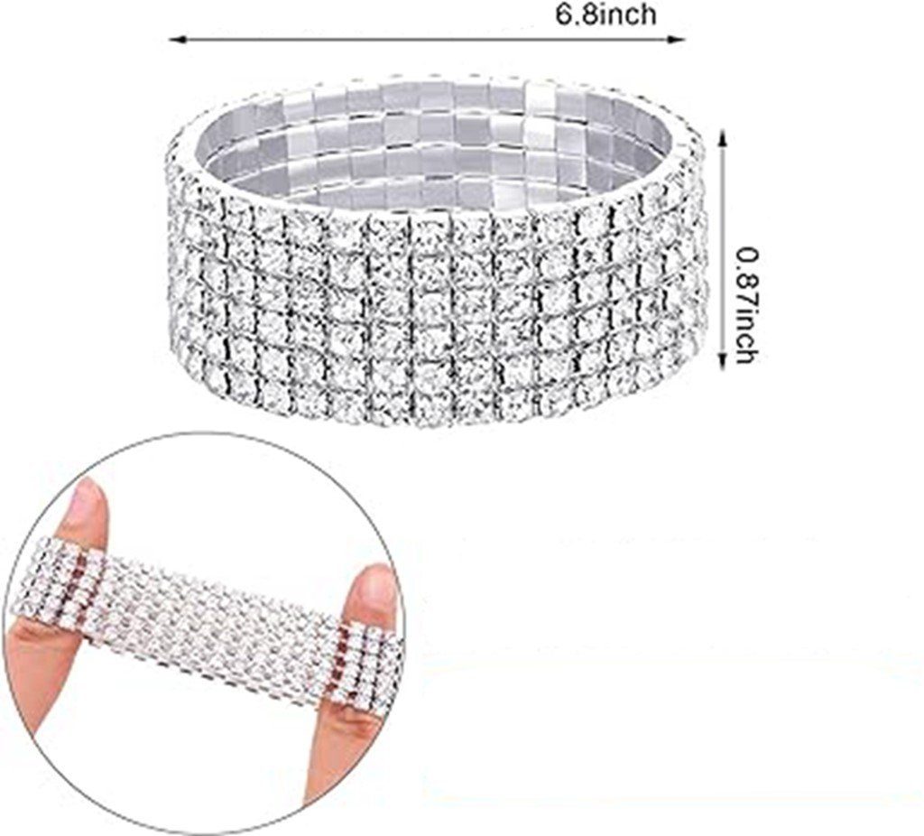 Quasten-Armband (3-tlg) Charm-Kette 3er-Set WaKuKa Damen-Strass-Quasten-Halskette,