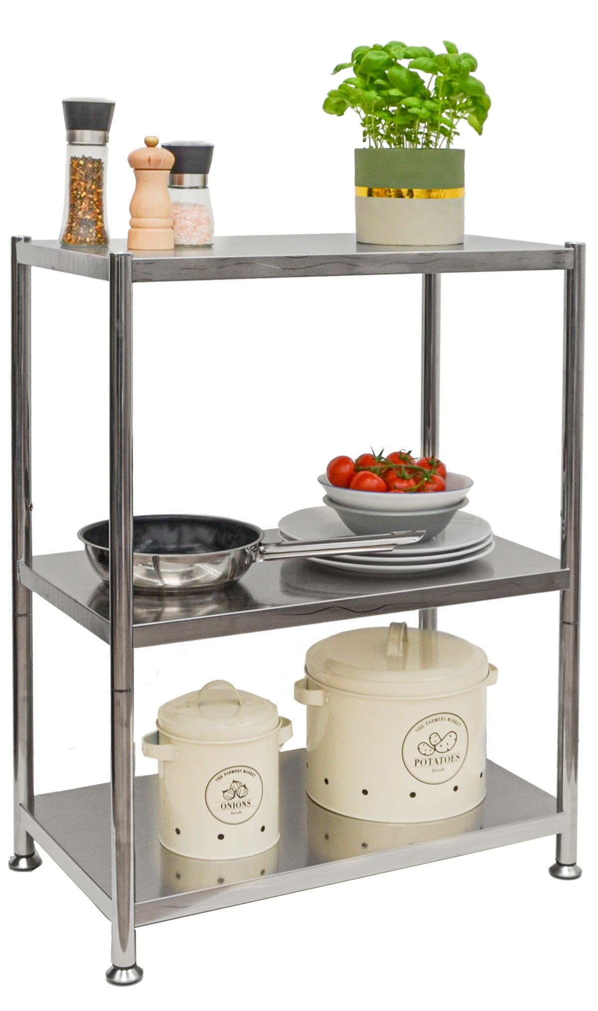 shelfr Regal mit 3 Ablagen - 61x36x82 Edelstahlregal - Schwerlastregal bis günstig online kaufen