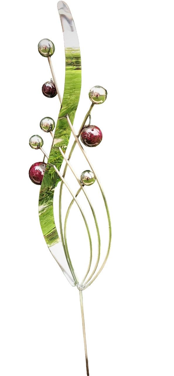 Jürgen Bocker - Gartenambiente Gartenstecker Skulptur Venedig klein Edelstahl Kugeln violett Beetstecker