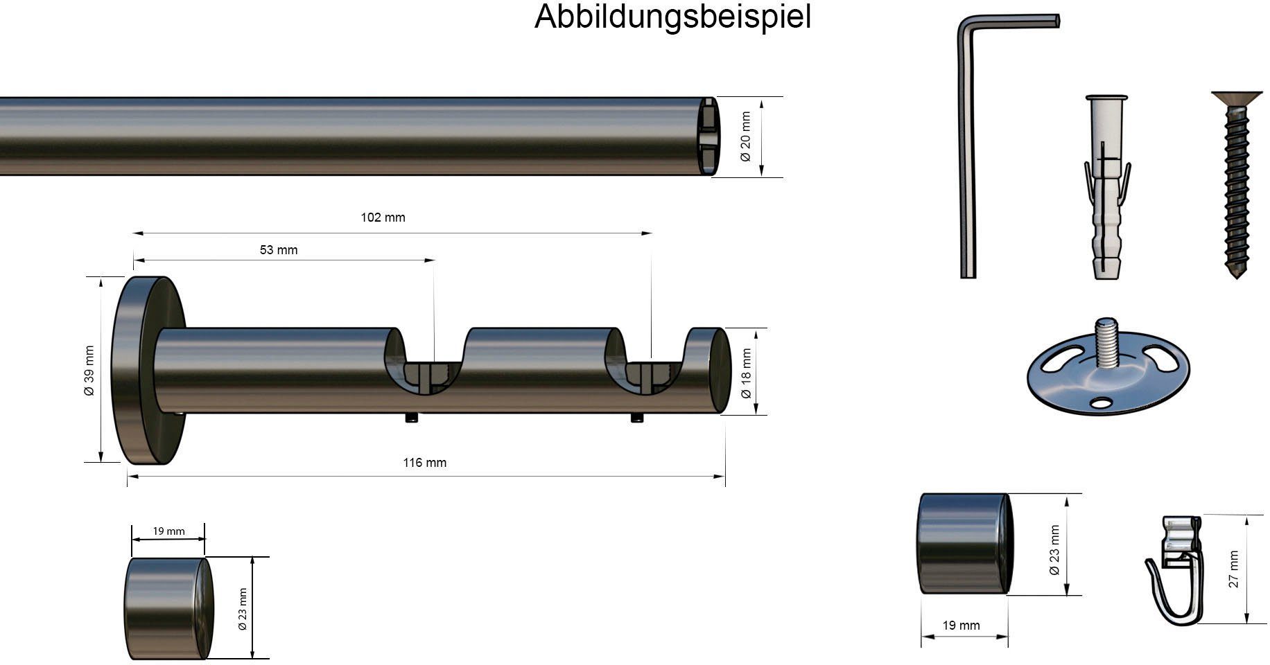 OTTO home Gardinenstange Kappe, 2-läufig und Innenlauf, Eisen, Ø 20 mm, 2-läufig, Fixmaß, verschraubt, Eisen, Innenlauf Komplett-Set inkl. Gleitern und Montagem – Bild 4 von 4