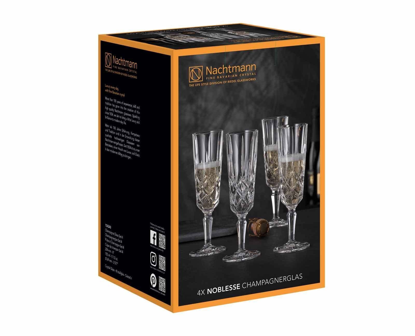 Nachtmann Champagnerglas Noblesse Champagnergläser 155 ml 4er Set, 4-tlg., Glas