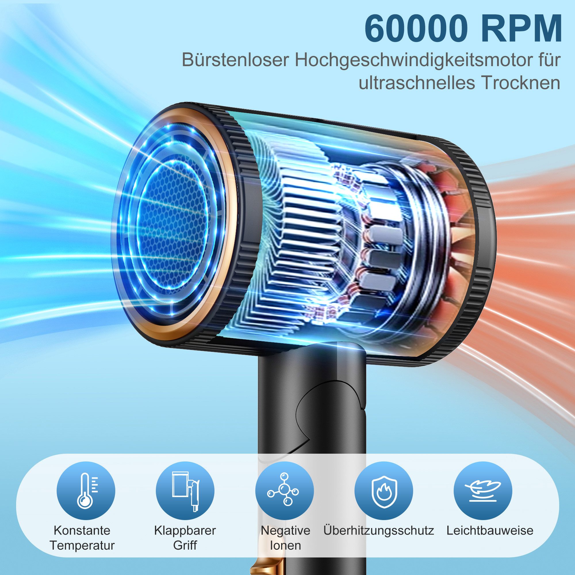 ibettertec Haartrockner Haartrockner Föhn,2026 Haartrockner Ionen mit Diffusor, 2400 W, Konzentrator-Düse, 2400 W, Turbo-Ultra-Leise-Motor, föhn 4-in-1, 4, Heiz&2 Geschwindigkeitsstufen, mit Schnelle Aufheizung