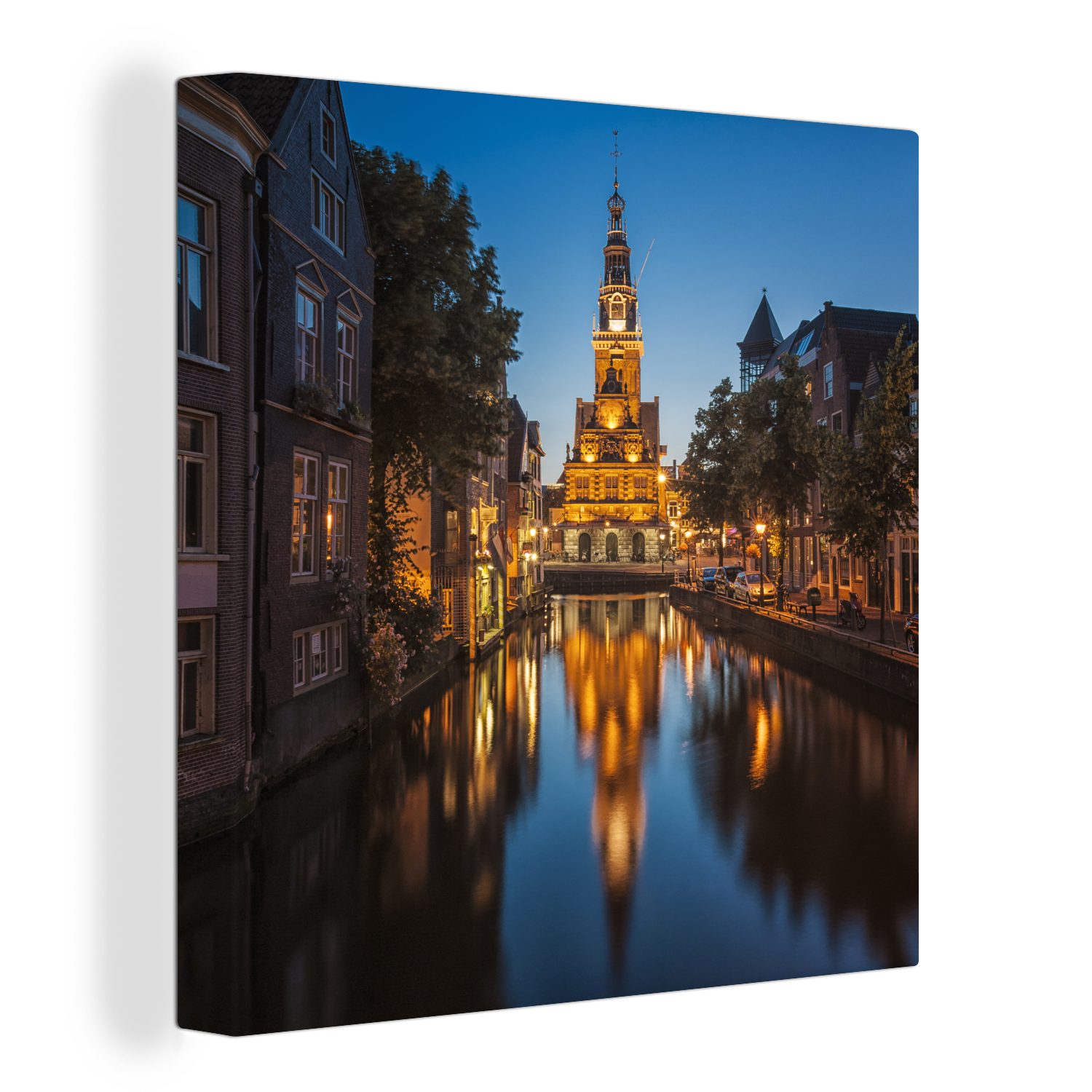 OneMillionCanvasses® Leinwandbild Alkmaar - Waag - Gracht, (1 St), Leinwand Bilder für Wohnzimmer Schlafzimmer