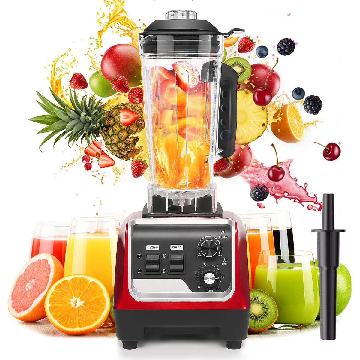 Standmixer mit Trockenmahlbecher Profi Smoothie Mixer, 32000 U/min, 1600W