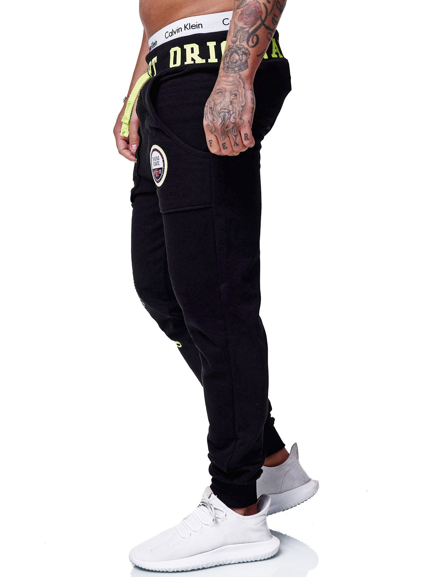 OneRedox Jogginghose Fitness JG-601C (Sporthose Freizeit Schwarz-gelb Casual Trainingshose 1-tlg) Sweatpants