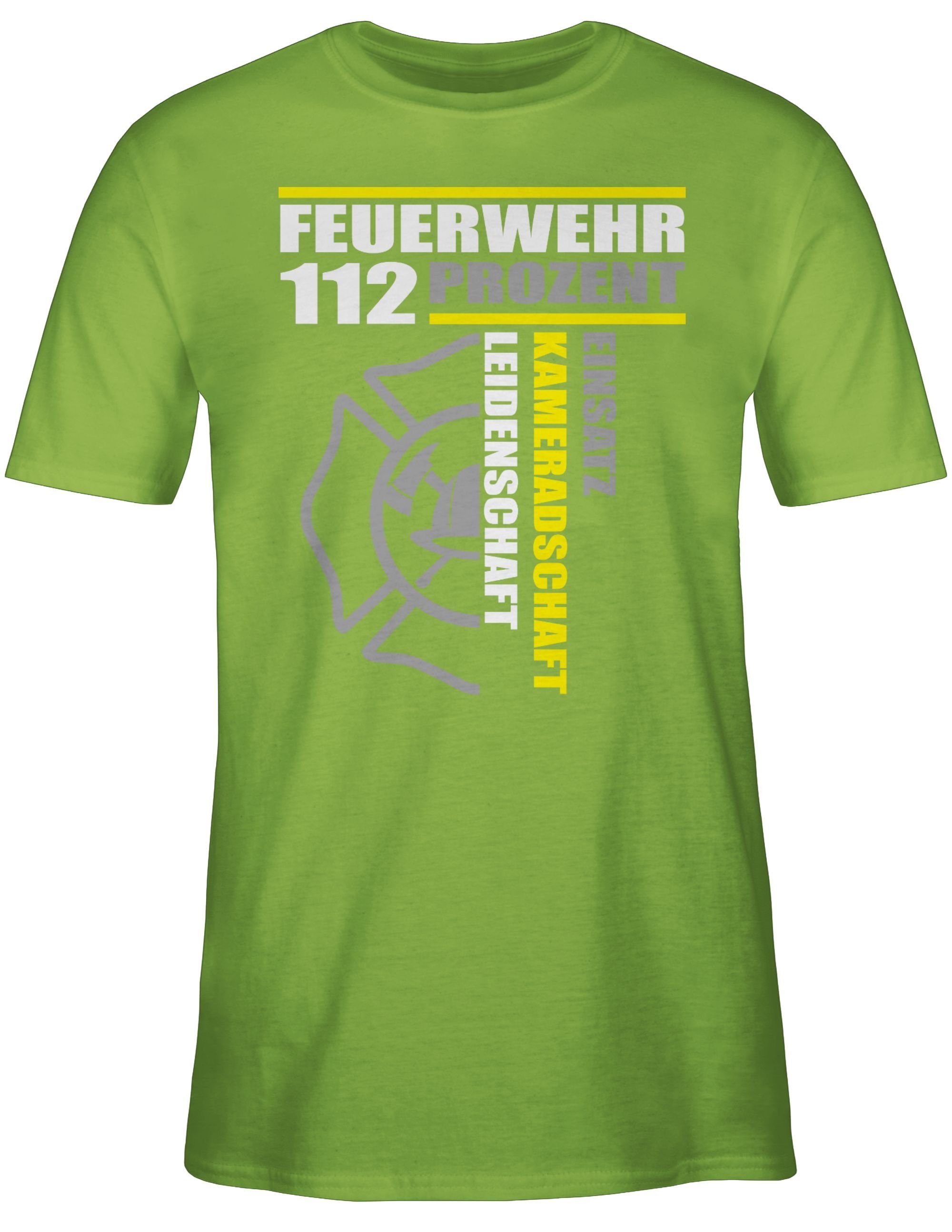 T-Shirt 112 Kameradschaft Leidenschaft - Freiwilli Shirtracer Einsatz - Feuerwehr Prozent 03 Hellgrün Feuerwehr